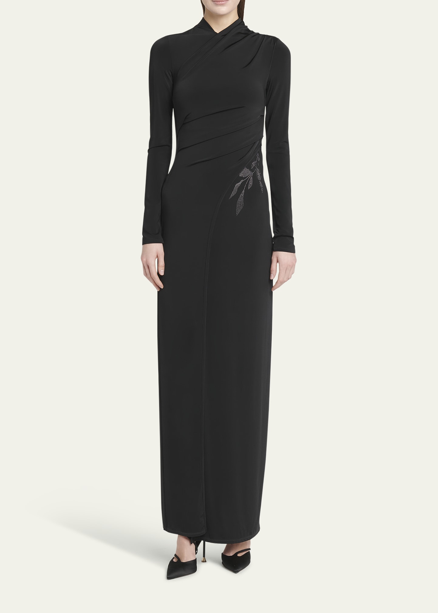 bergdorf goodman long evening dresses Late 20th Century Bergdorf Goodman Quilted Satin Abstract Wave Dress main image 0