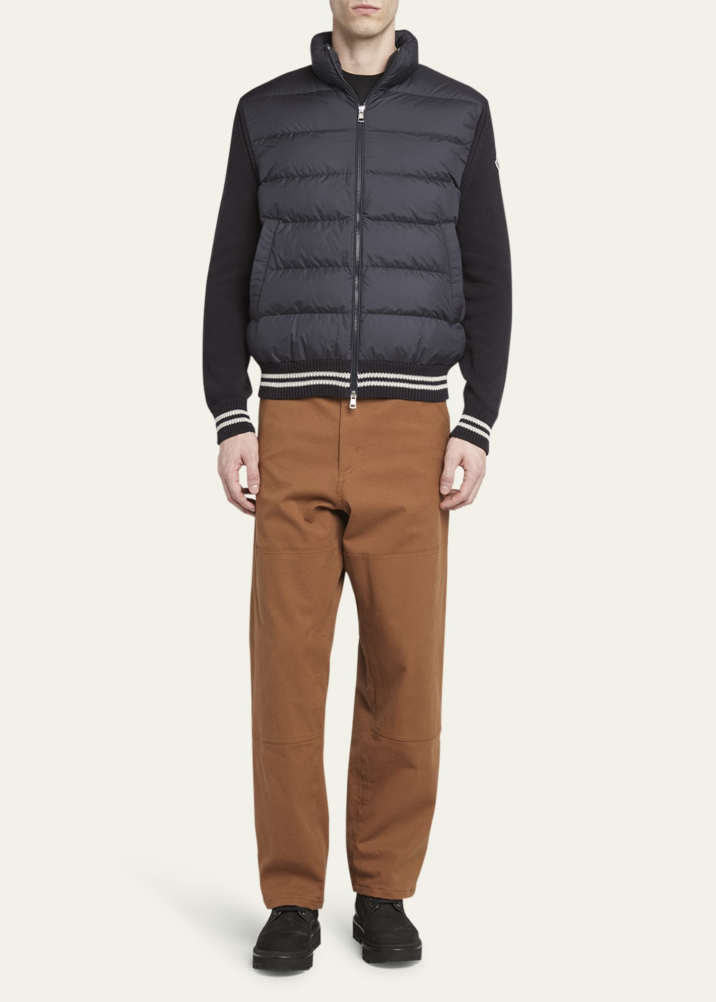 Moncler Men's Padded Zip-Up Knit Cardigan - Bergdorf Goodman