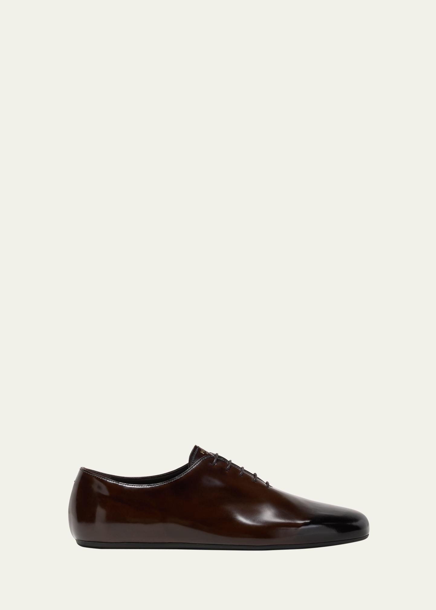 Prada Brown Oxfords Classic Leather Design Tobacco Chocolate Crocodile-print Leather Loafers | PRADA main image 3