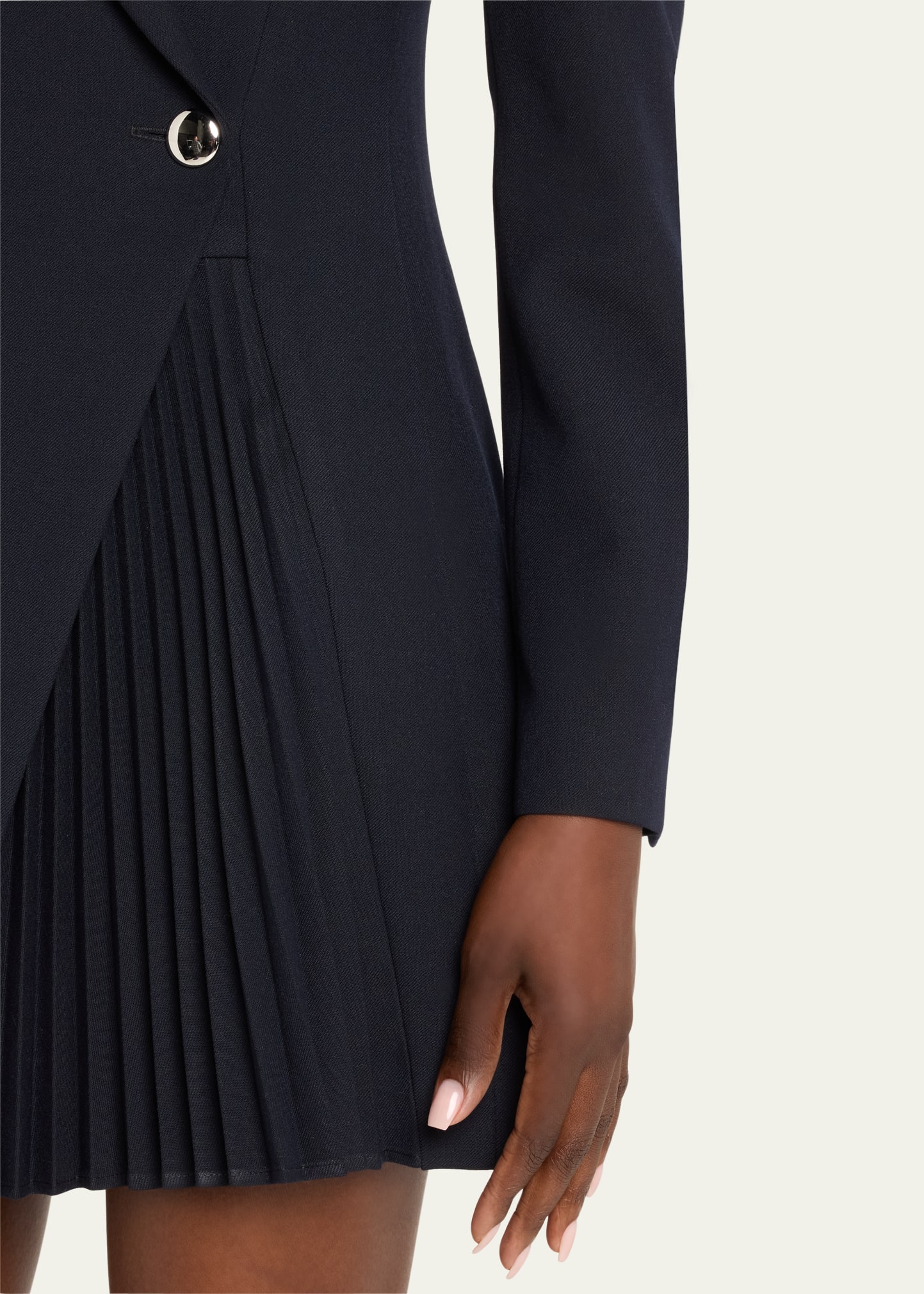 open lace back dress Black Blazer Mini Dress | Pleated Skirt Patchwork & Gold Detail