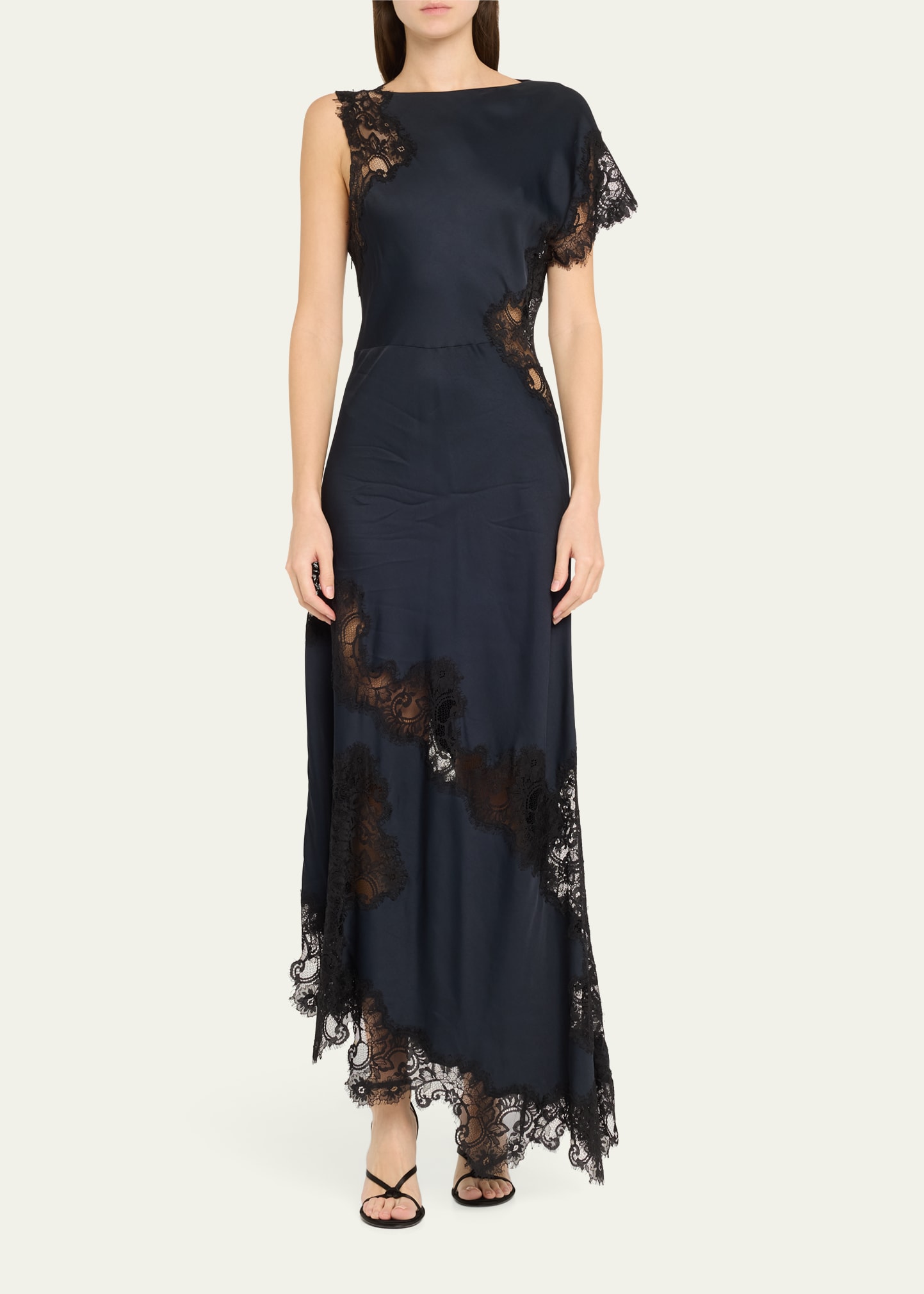chinese dress ladies Alessia Textured Satin and Lace Maxi Dress