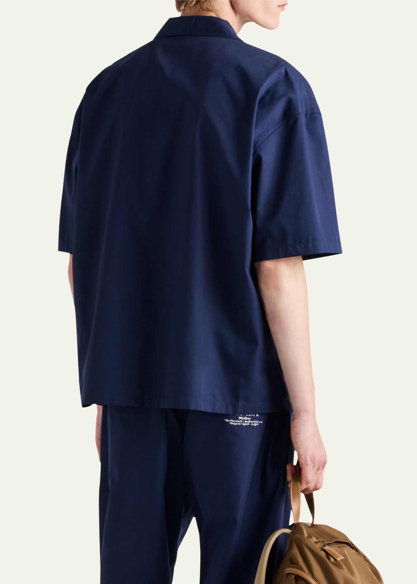 Prada Men's Poplin Archive Logo Full-Zip Shirt - Bergdorf