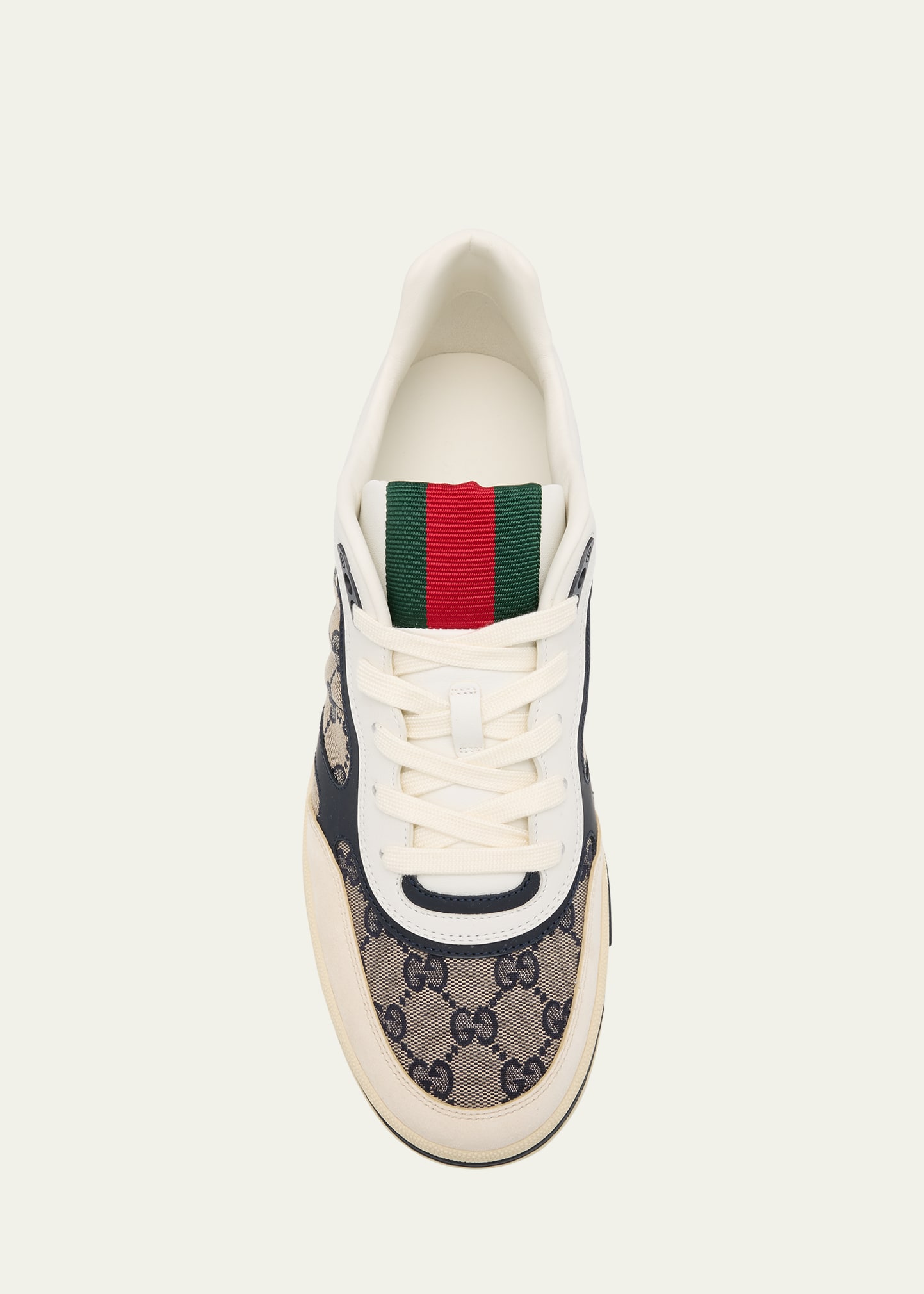 スニーカー GUCCI BURGUNDY LEATHER AND GG SUPREME FABRIC RE-WEB SNEAKERS Gucci Men's Re-Web GG Supreme Canvas and Leather Sneakers