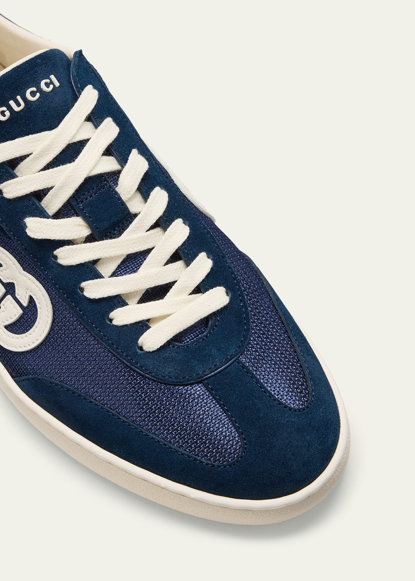 Gucci Men's G75 Canvas and Suede T-Toe Low-Top Sneakers - Bergdorf