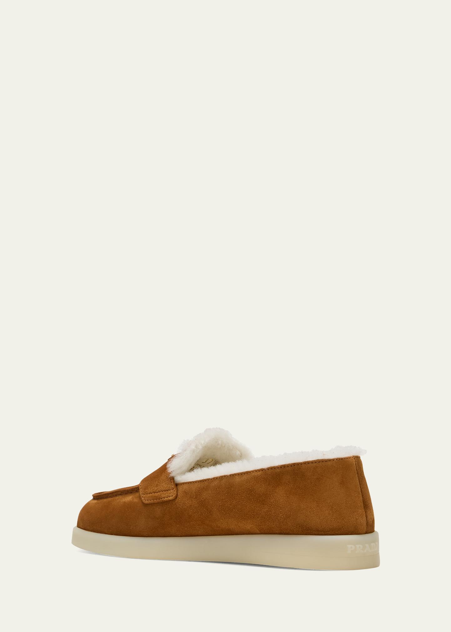 Prada St Tropez Suede Shearling Loafers Prada - St. Tropez Ecru Shearling Loafer | Mitchell Stores main image 2