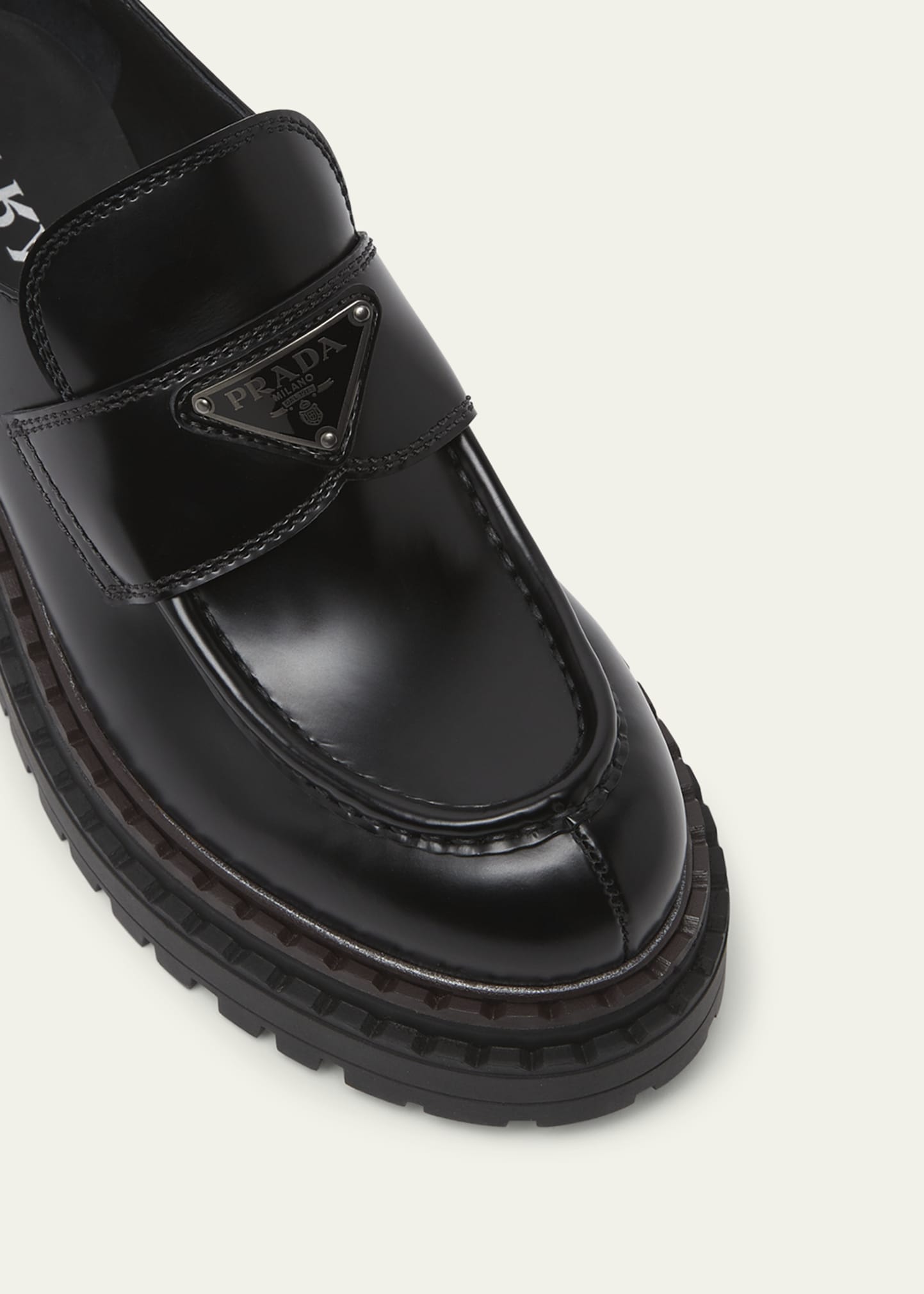 Prada Chocolate Calfskin Platform Loafers - Bergdorf Goodman