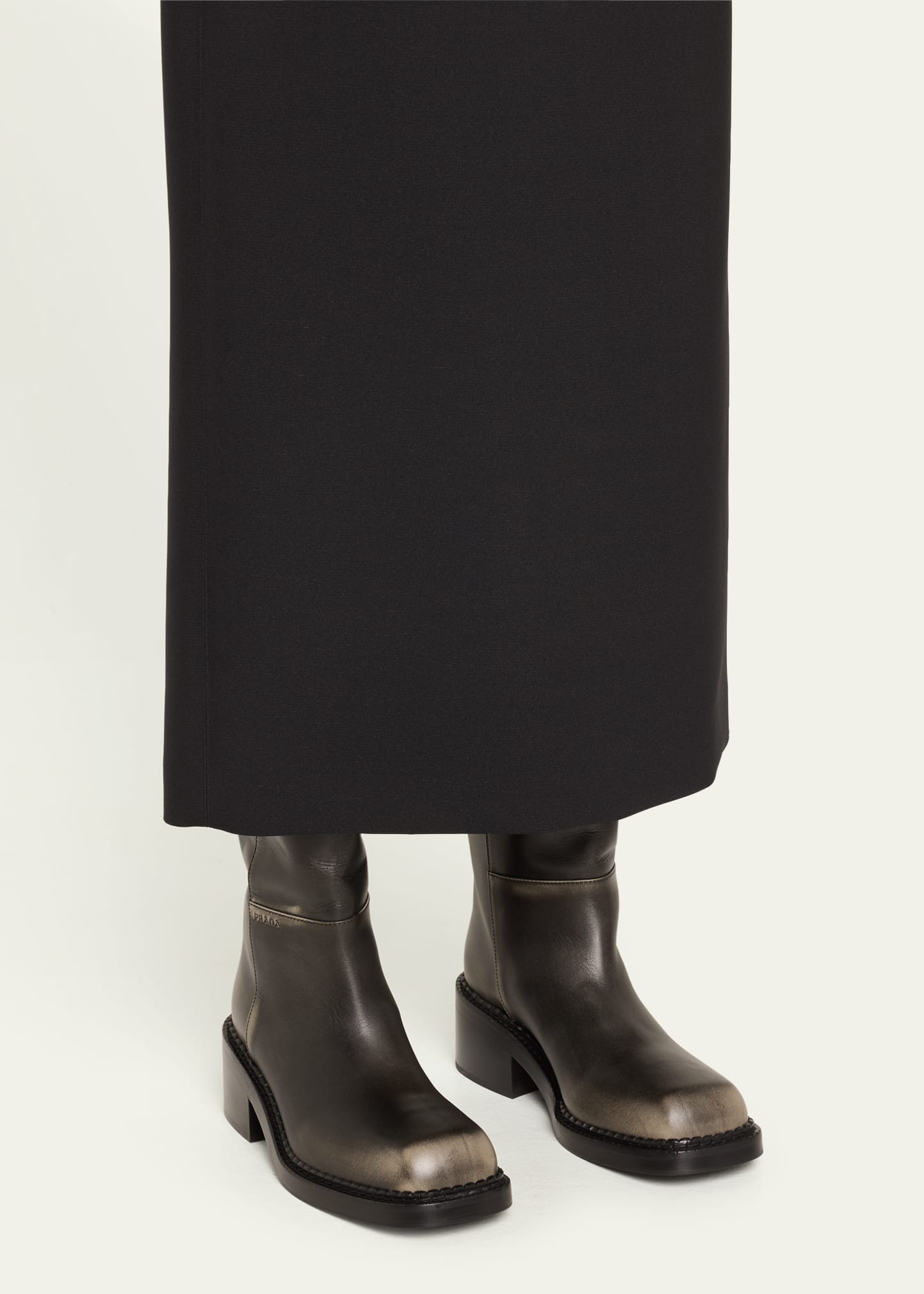 Prada Calf Leather Square-Toe Knee Boots - Bergdorf Goodman