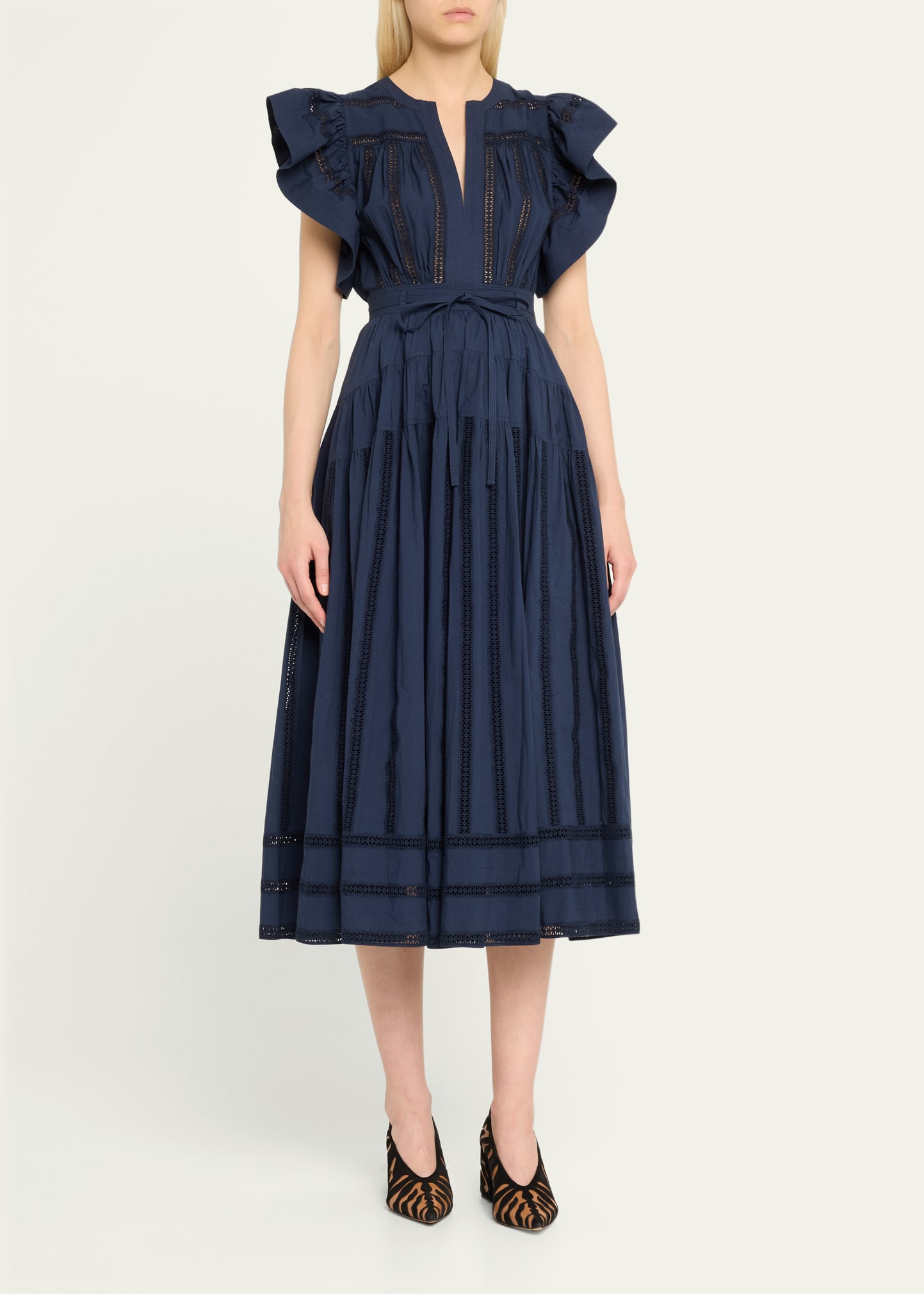 Ulla Johnson Emery Flutter A-Line Midi Dress - Bergdorf Goodman