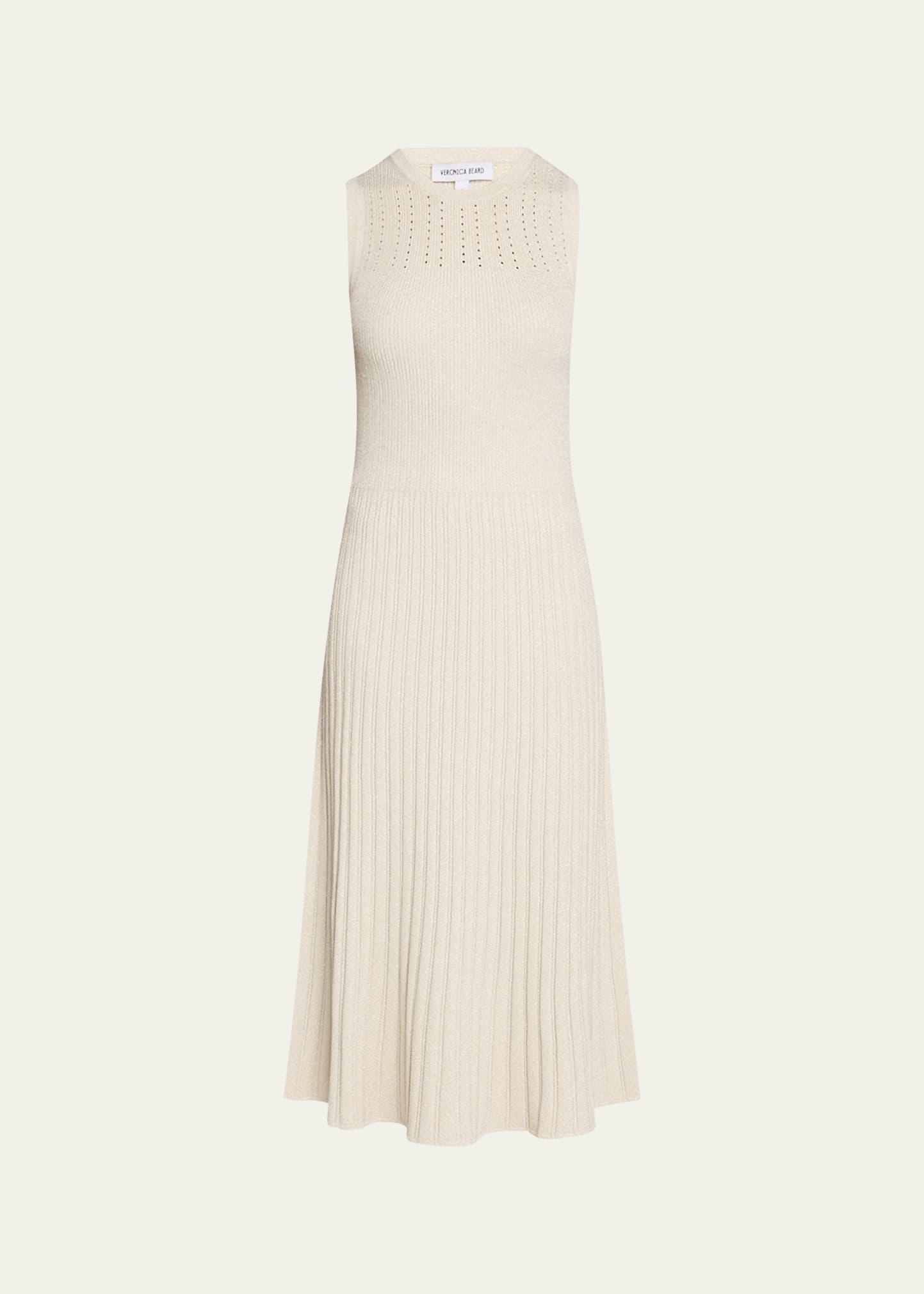 Veronica Beard Nami Sleeveless Metallic Knit Midi Dress