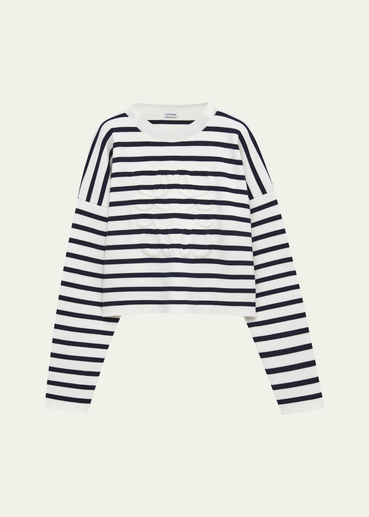 Loewe Striped Wool-Blend Sweater with Anagram Detail - Bergdorf