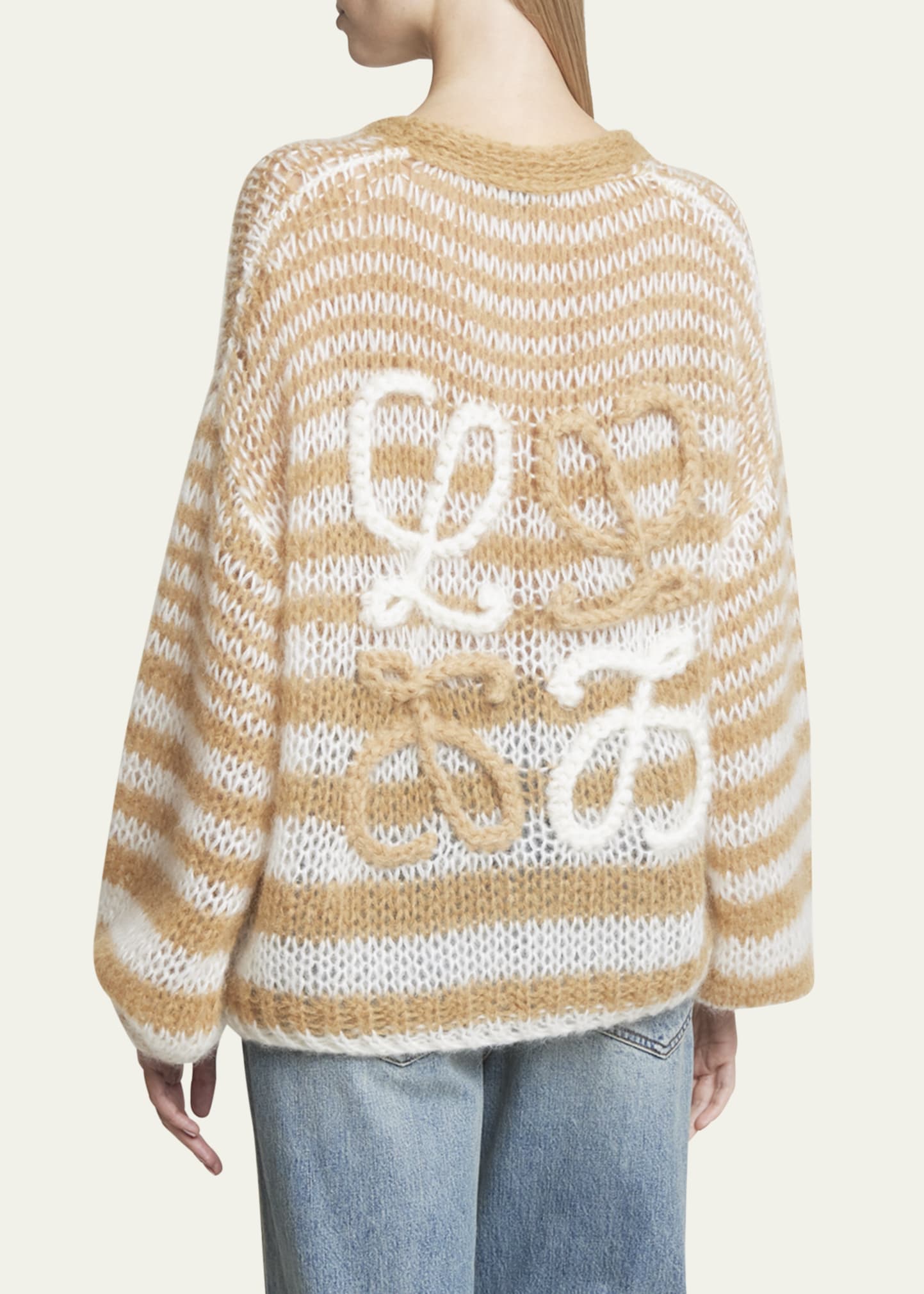 Loewe Stripe Anagram Embroidered Mohair Wool Cardigan - Bergdorf