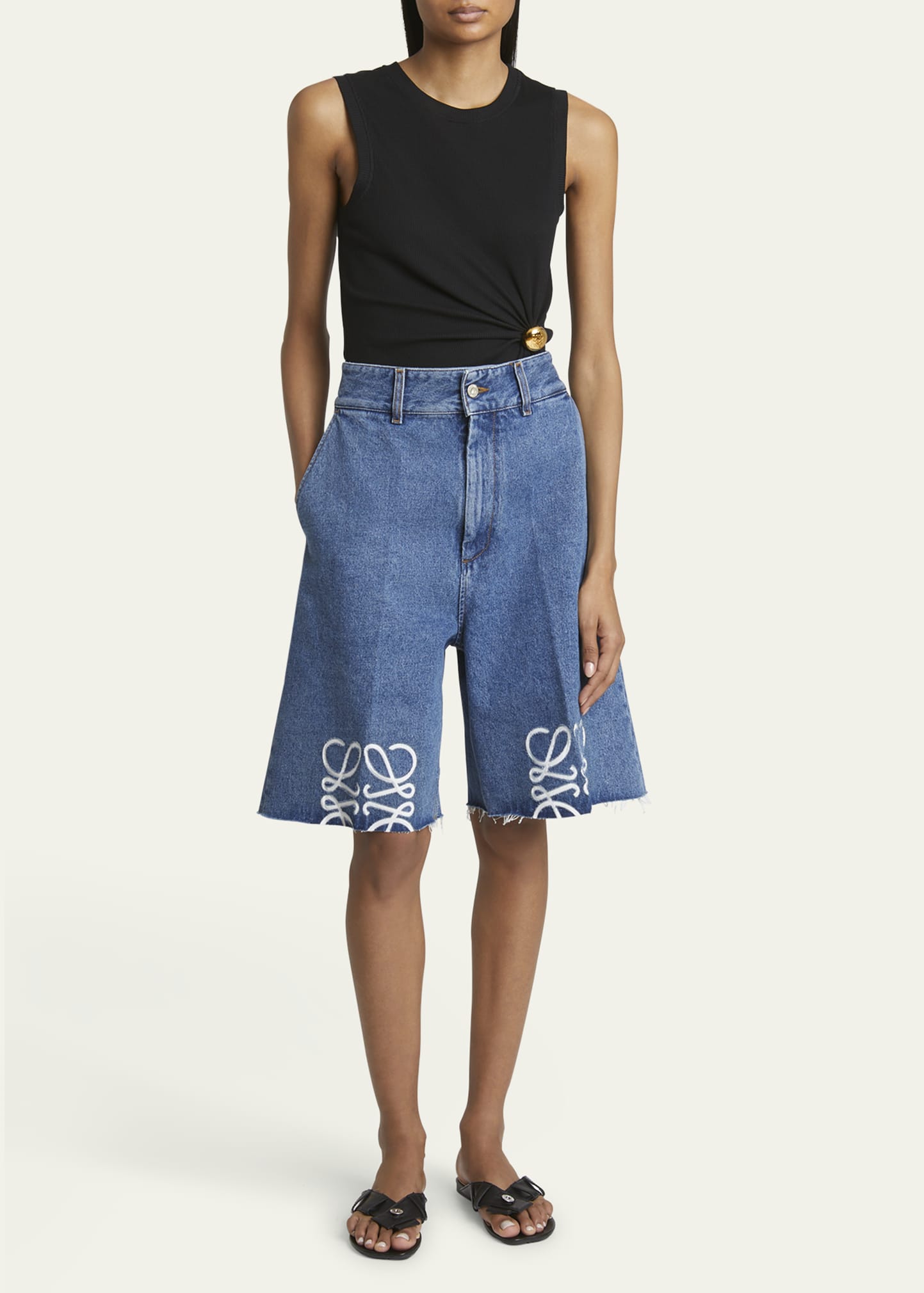 【LOEWE】 Anagram denim Bermuda shorts Loewe Anagram denim Bermuda shorts Loewe