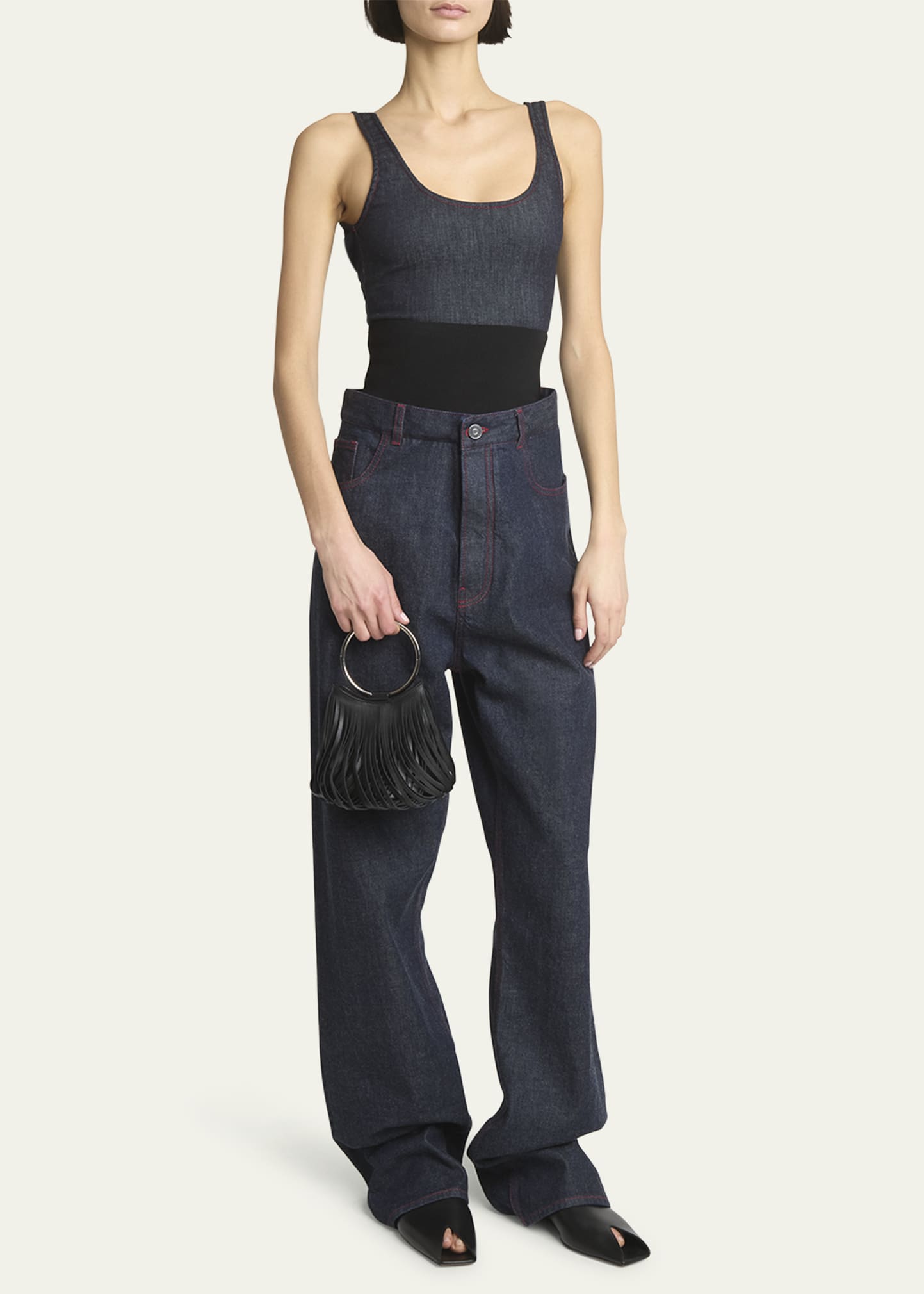 SALE【Alaia】スフィア リング ALAÏA RING MINI BUCKET BAG WITH SPHERES ON CALFSKIN |ALAÏA US