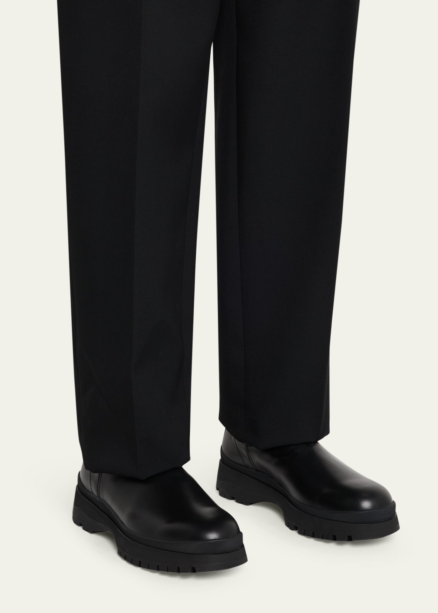 Prada Men's Brixxen Leather and Neoprene Chelsea Boots - Bergdorf