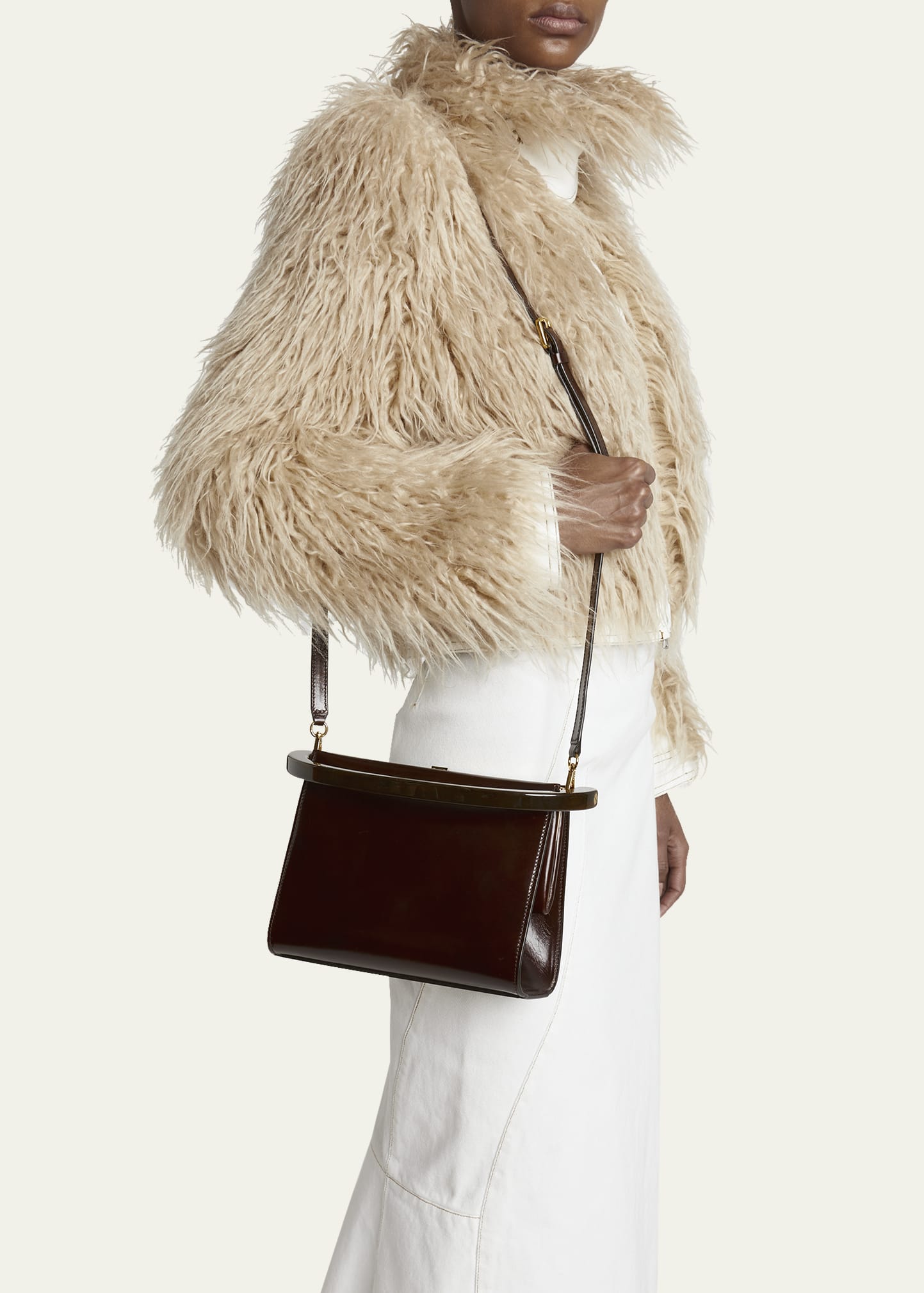Dries Van Noten Crisp Boxy Smooth Leather Top Handle Bag