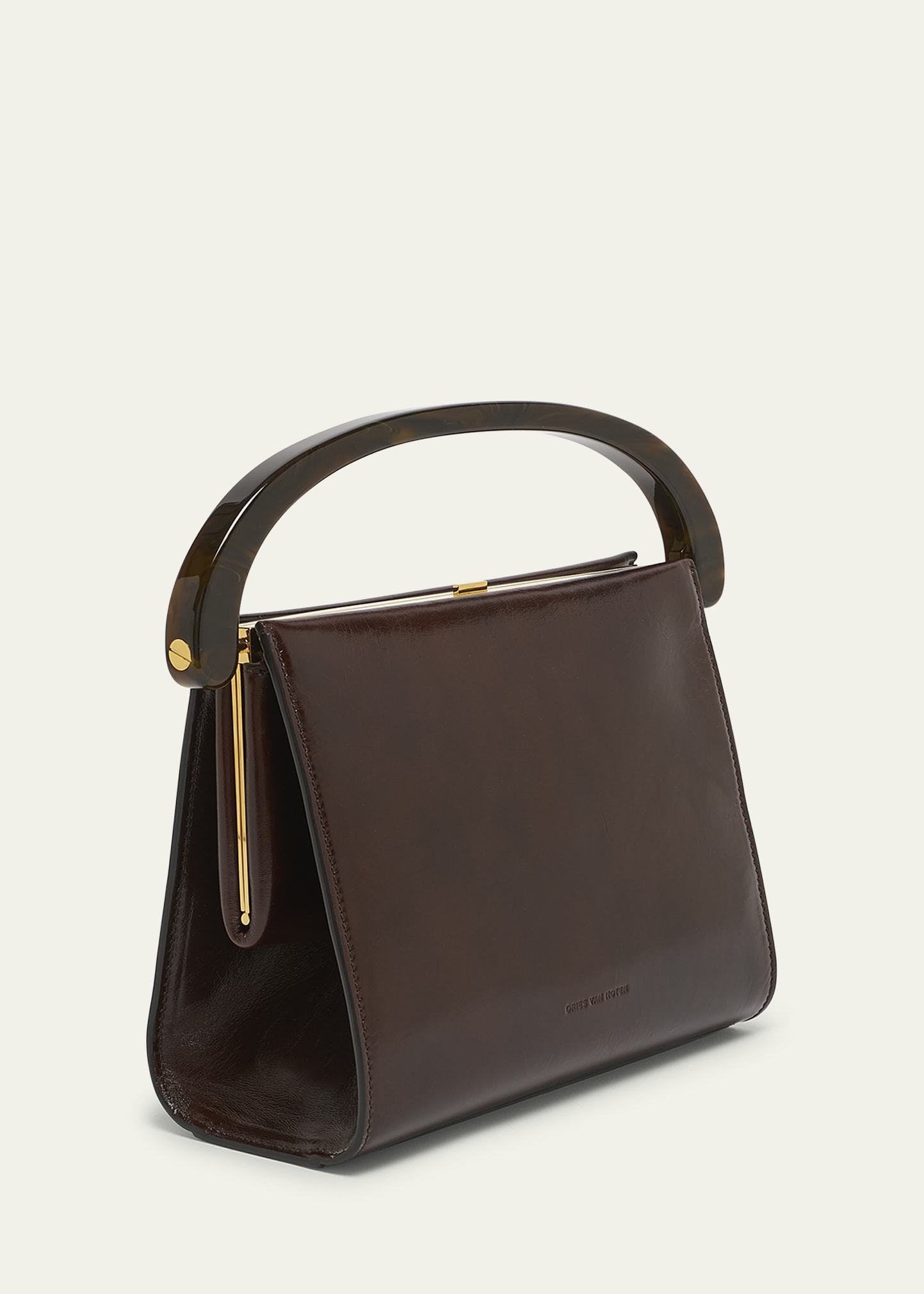 Dries Van Noten Crisp Boxy Smooth Leather Top Handle Bag
