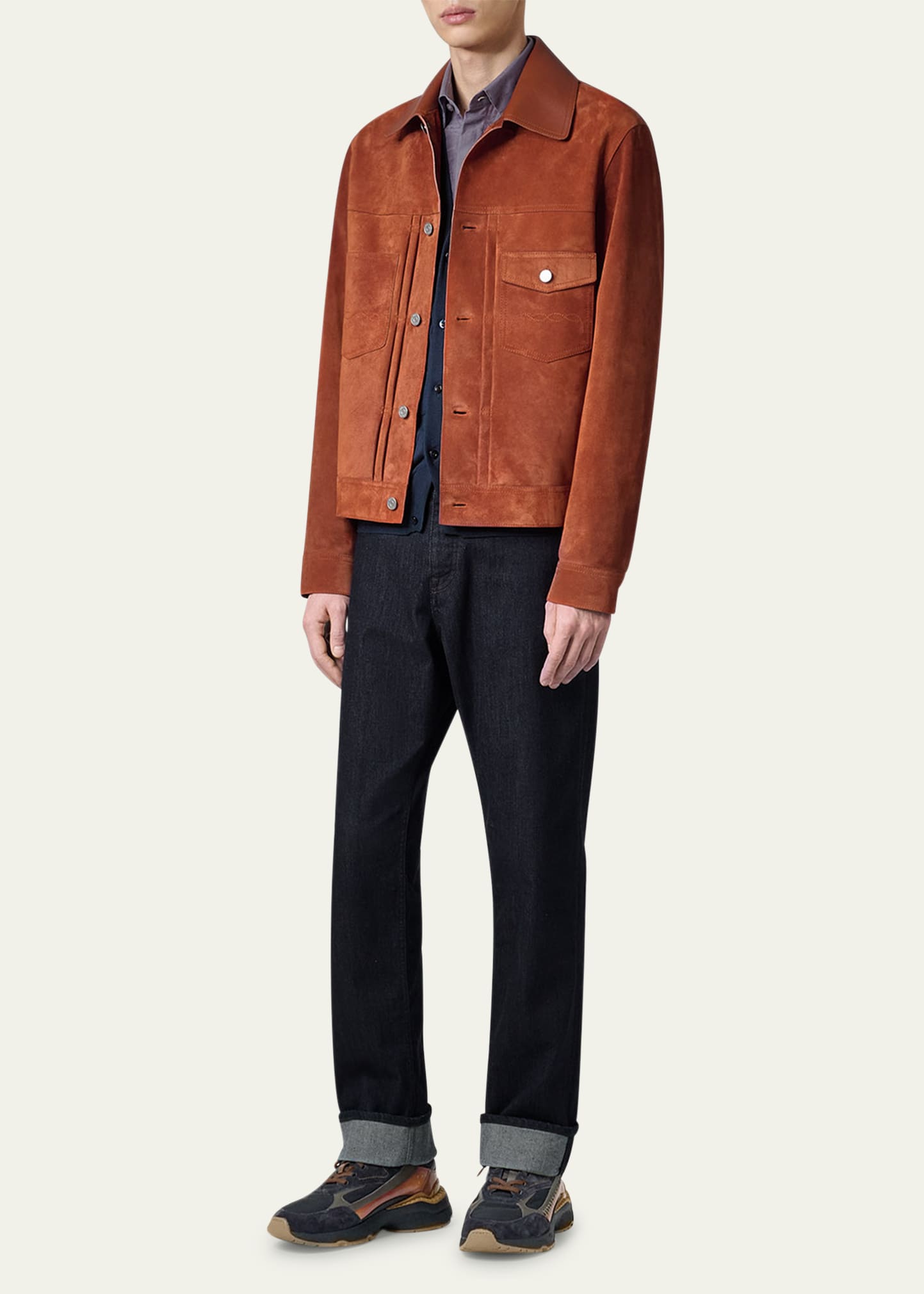ジャケット・アウター Berluti Suede Trucker Jacket Berluti Men's Suede Trucker Jacket - Bergdorf Goodman