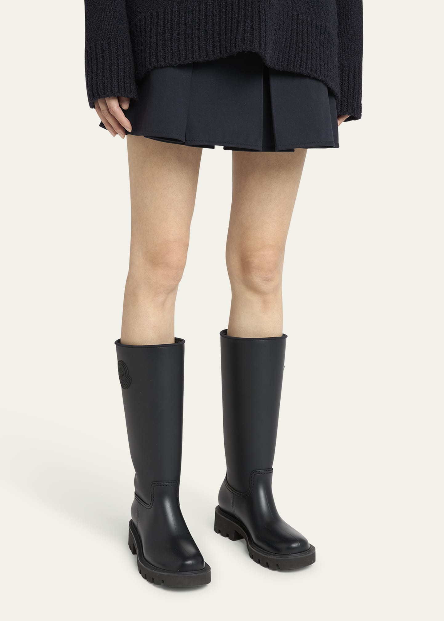 Moncler Kickstream Leather Tall Rain Boots - Bergdorf Goodman