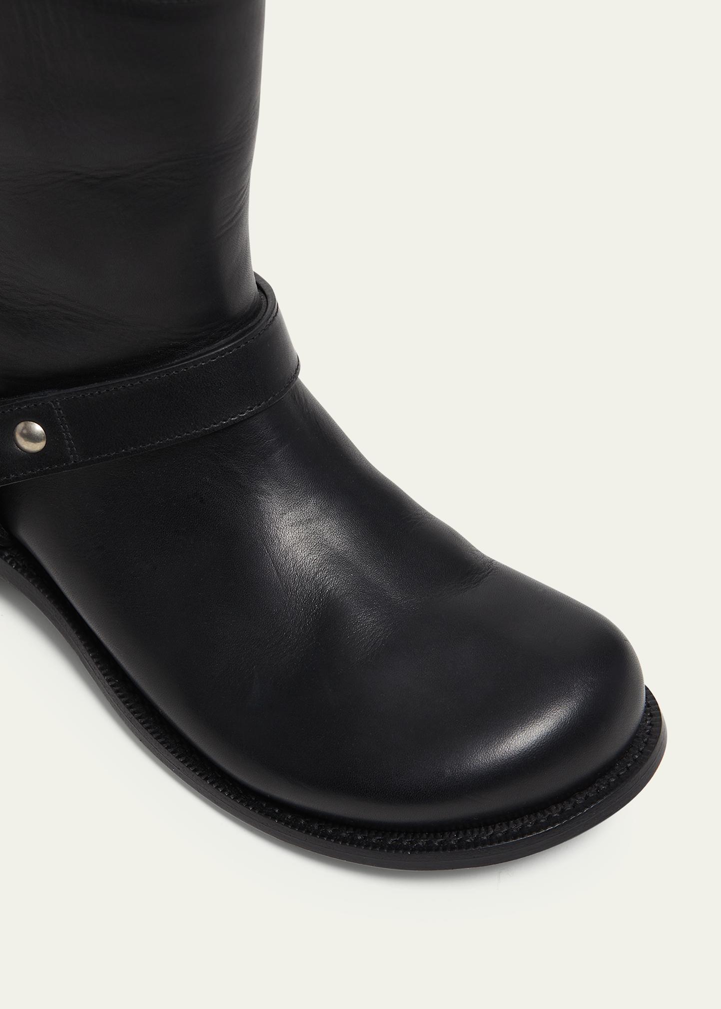 LOEWE Size 9 Black Leather Pull On Round Toe Harness Biker Boots Loewe Campo Leather Harness Biker Boots | Neiman Marcus main image 4