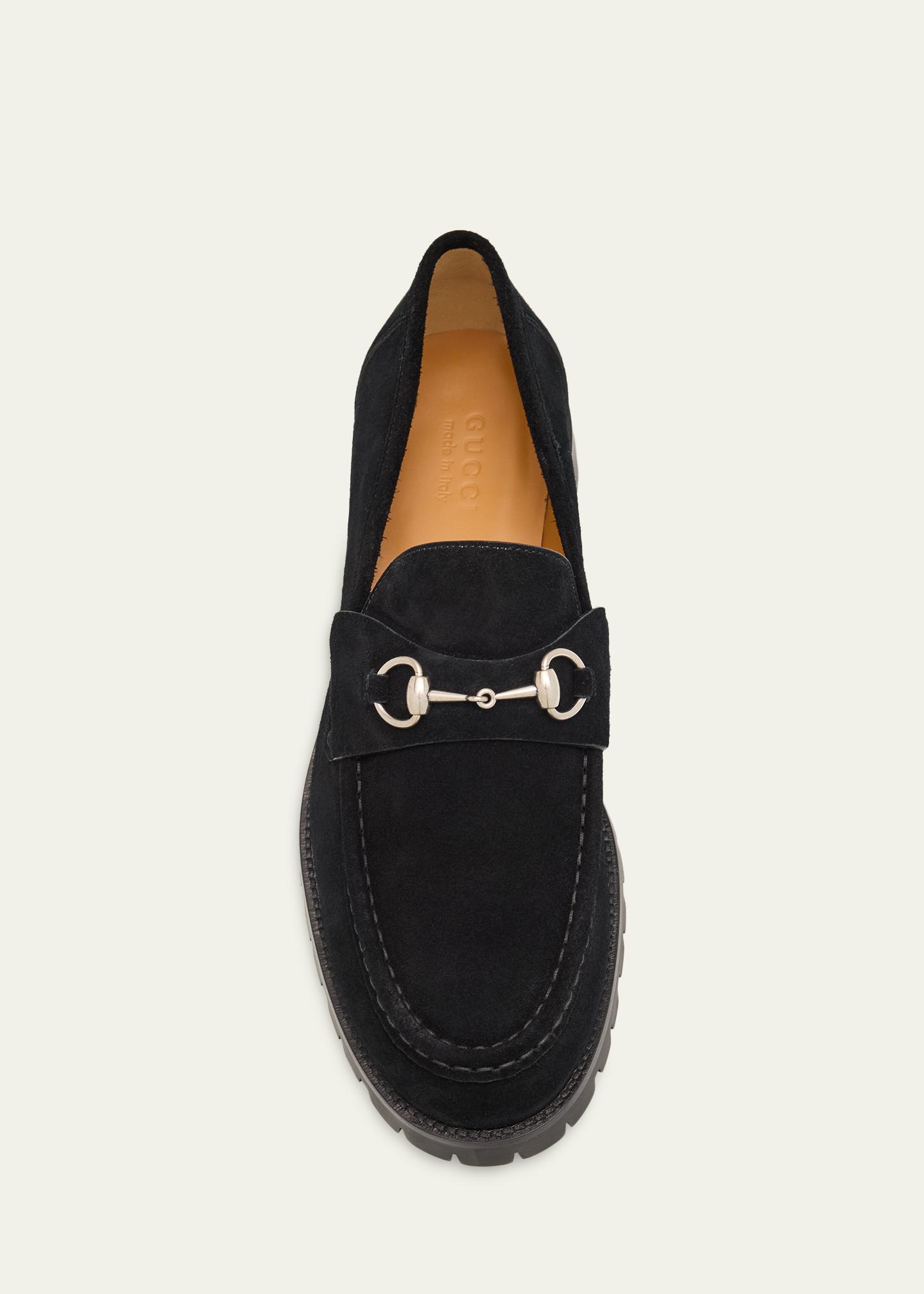 Gucci Sylke Men’s Black Horsebit Suede Loafers Sylke Suede Horsebit Booties | Neiman Marcus main image 2
