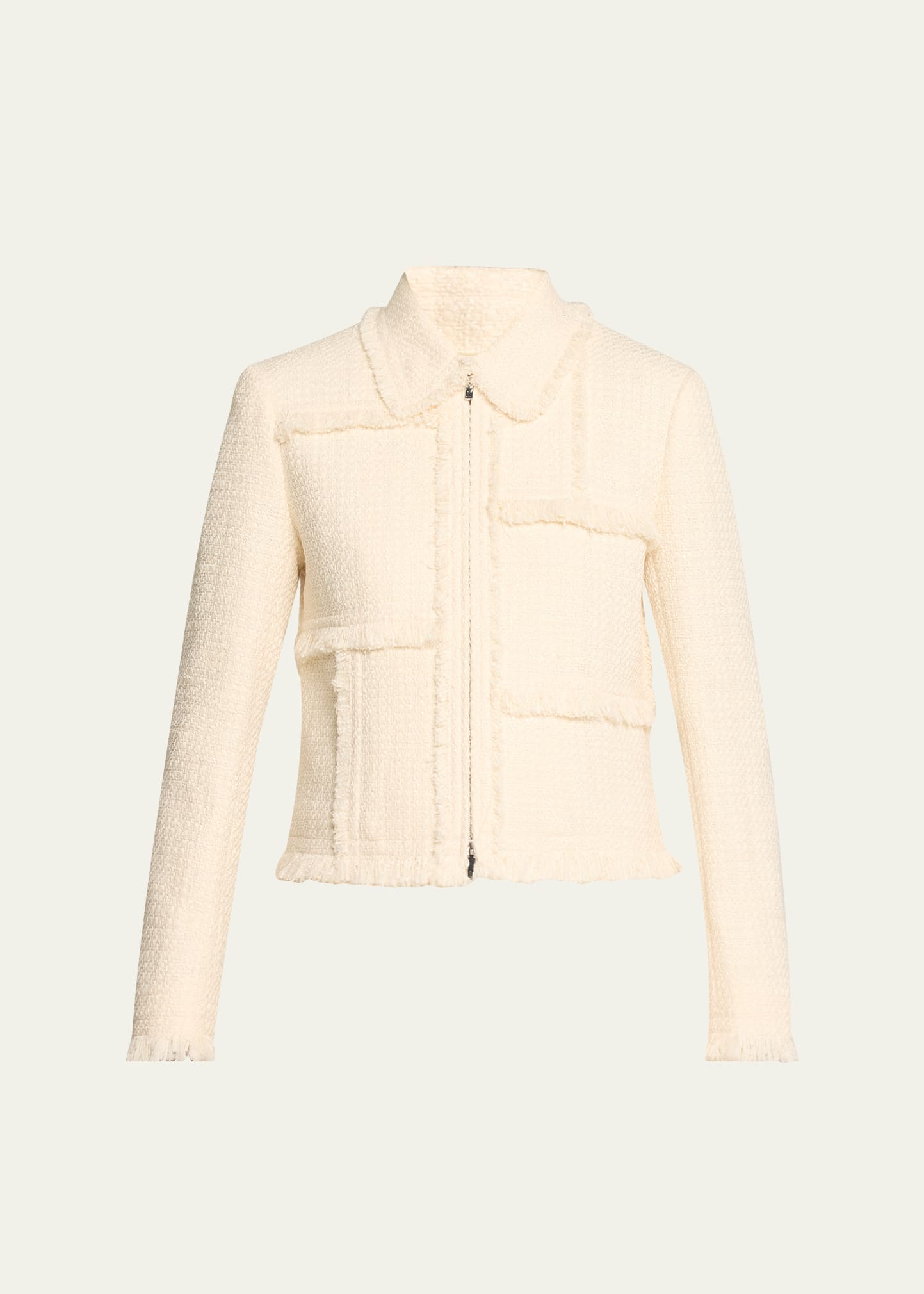 Lafayette 148 New York Fringe-Trim Boucle Tweed Jacket