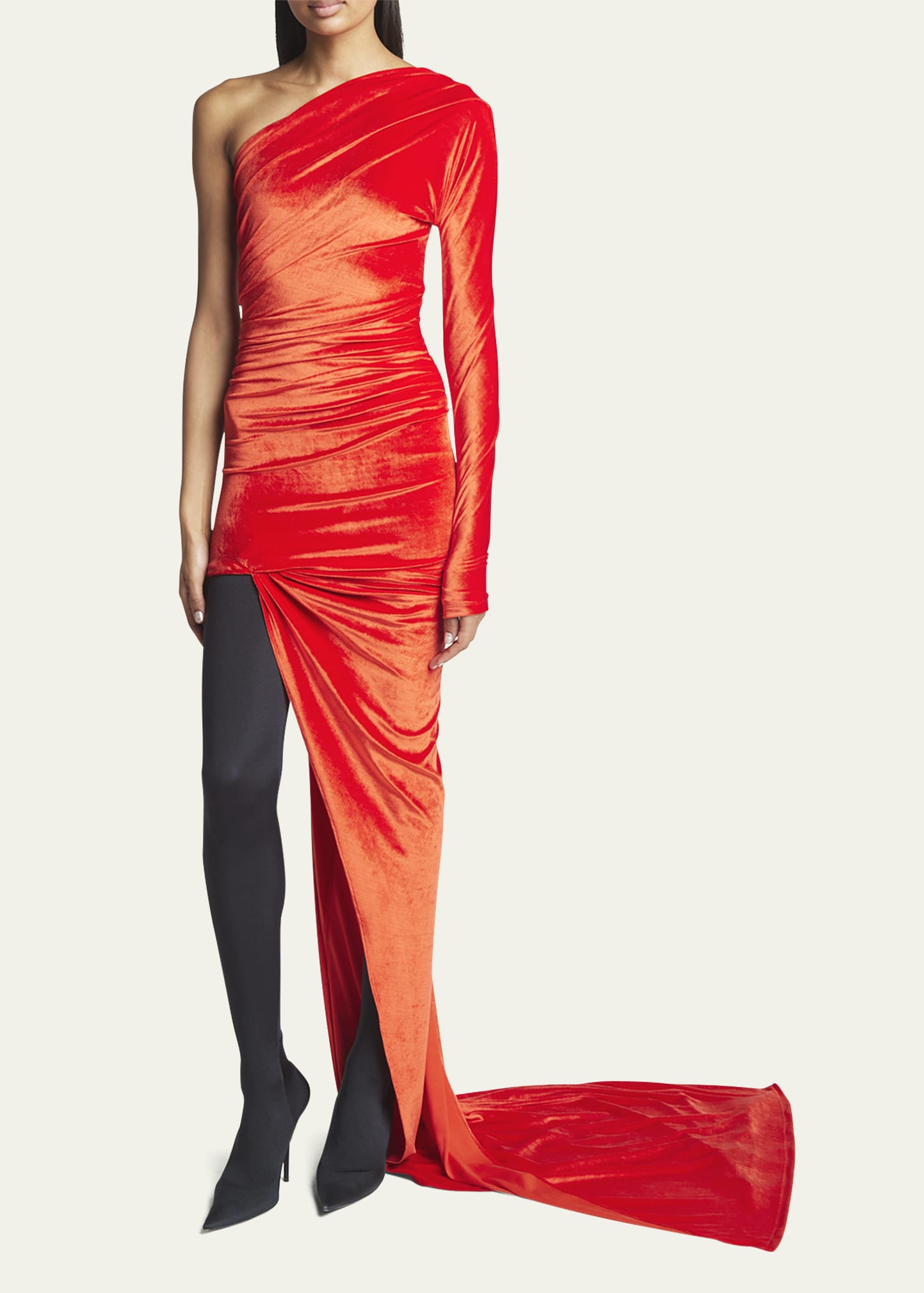 Balenciaga Asymmetric One-Shoulder Velvet Dress - Bergdorf
