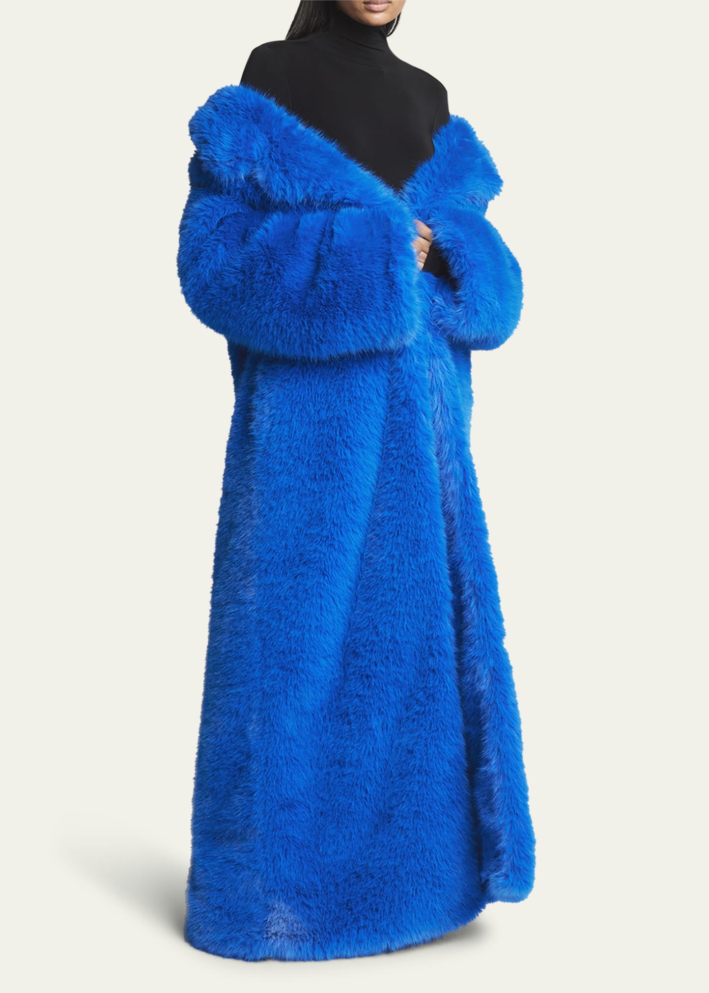 Balenciaga Off-Shoulder Faux Fur Coat - Bergdorf Goodman