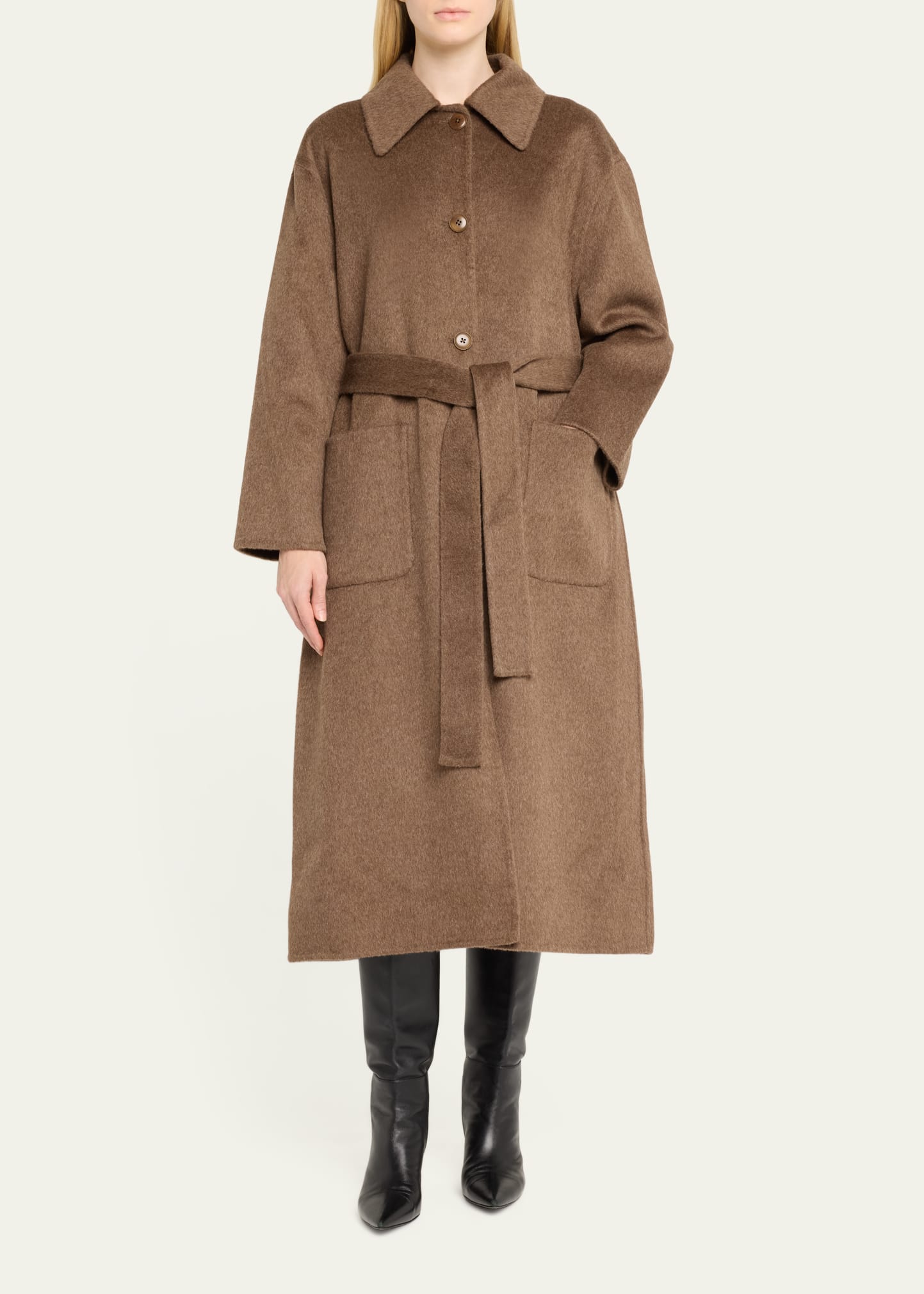 Sea Viv Long Wool Coat with Detachable Scarf - Bergdorf Goodman