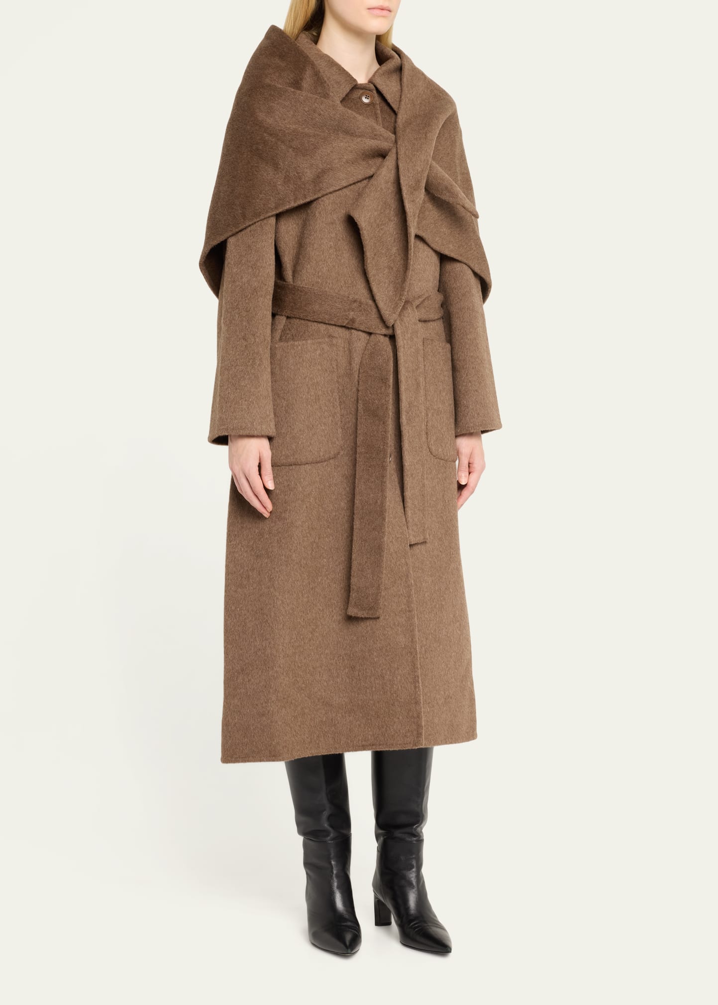 Sea Viv Long Wool Coat with Detachable Scarf - Bergdorf Goodman