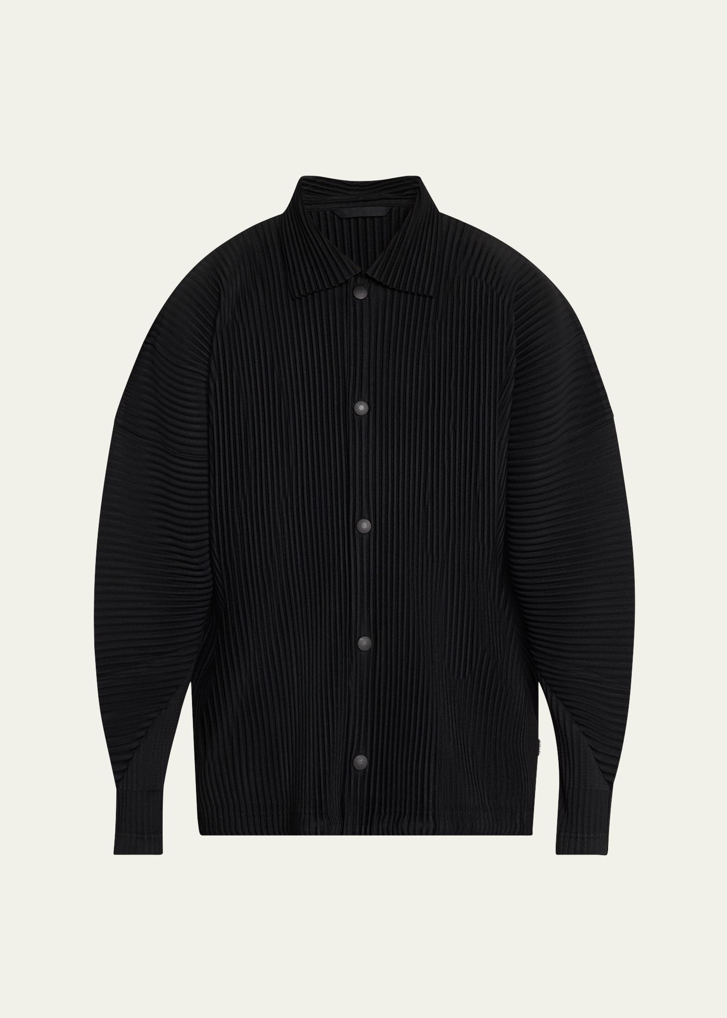 Homme Plisse Issey Miyake Men's Pleated Snap-Front Overshirt Homme Plisse Issey Miyake Men's Pleated Snap-Front Overshirt