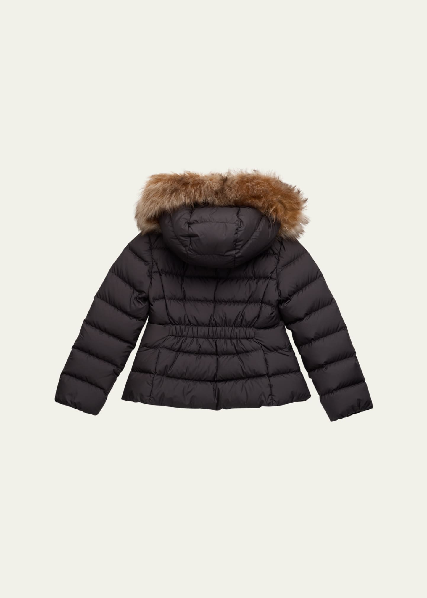 モンクレール BERNADETTE Moncler Girl's Bodette Puffer Jacket W/ Dyed Shearling Hood, Size