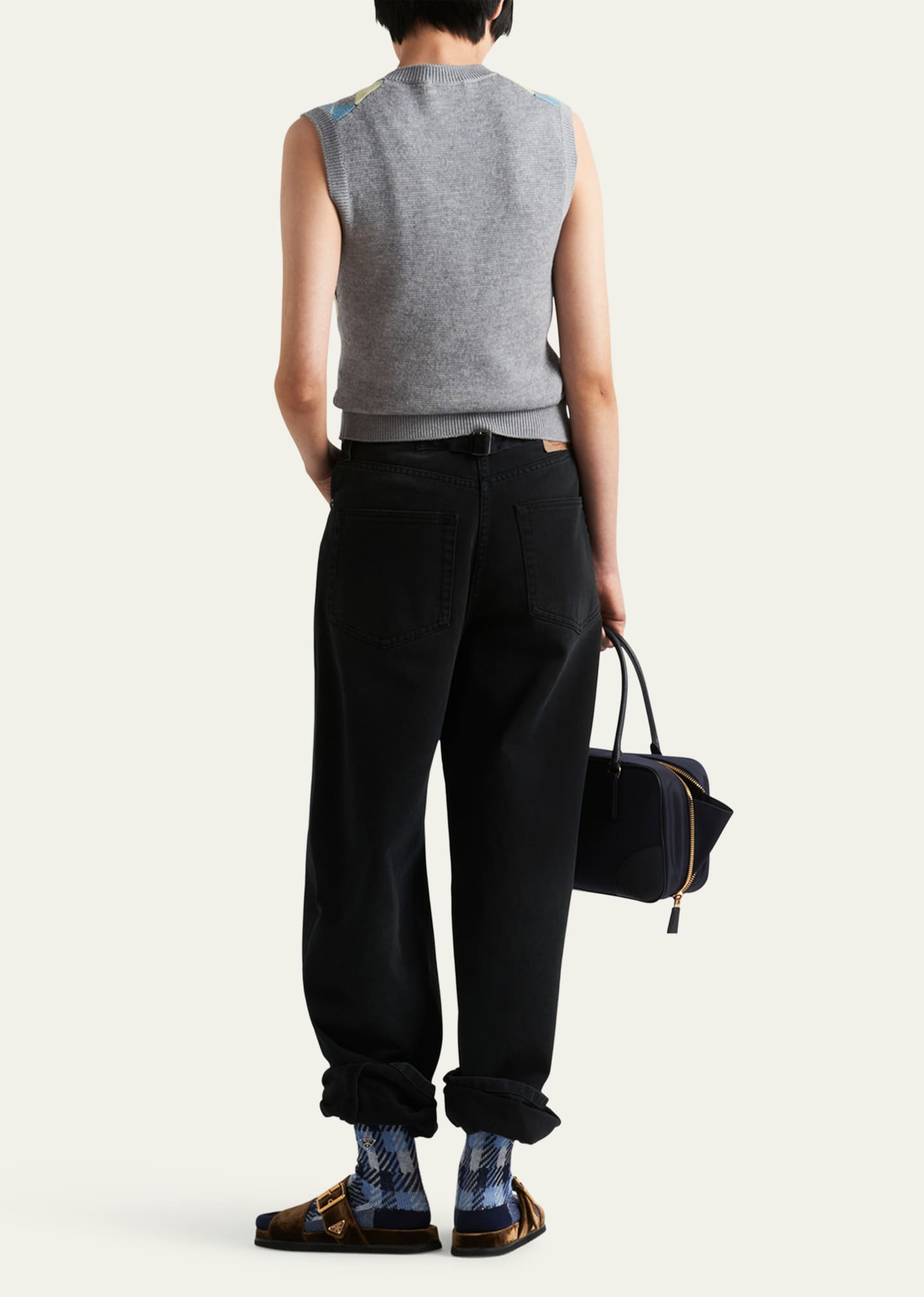 Prada Jacquard Argyle Superfine Wool Vest - Bergdorf Goodman