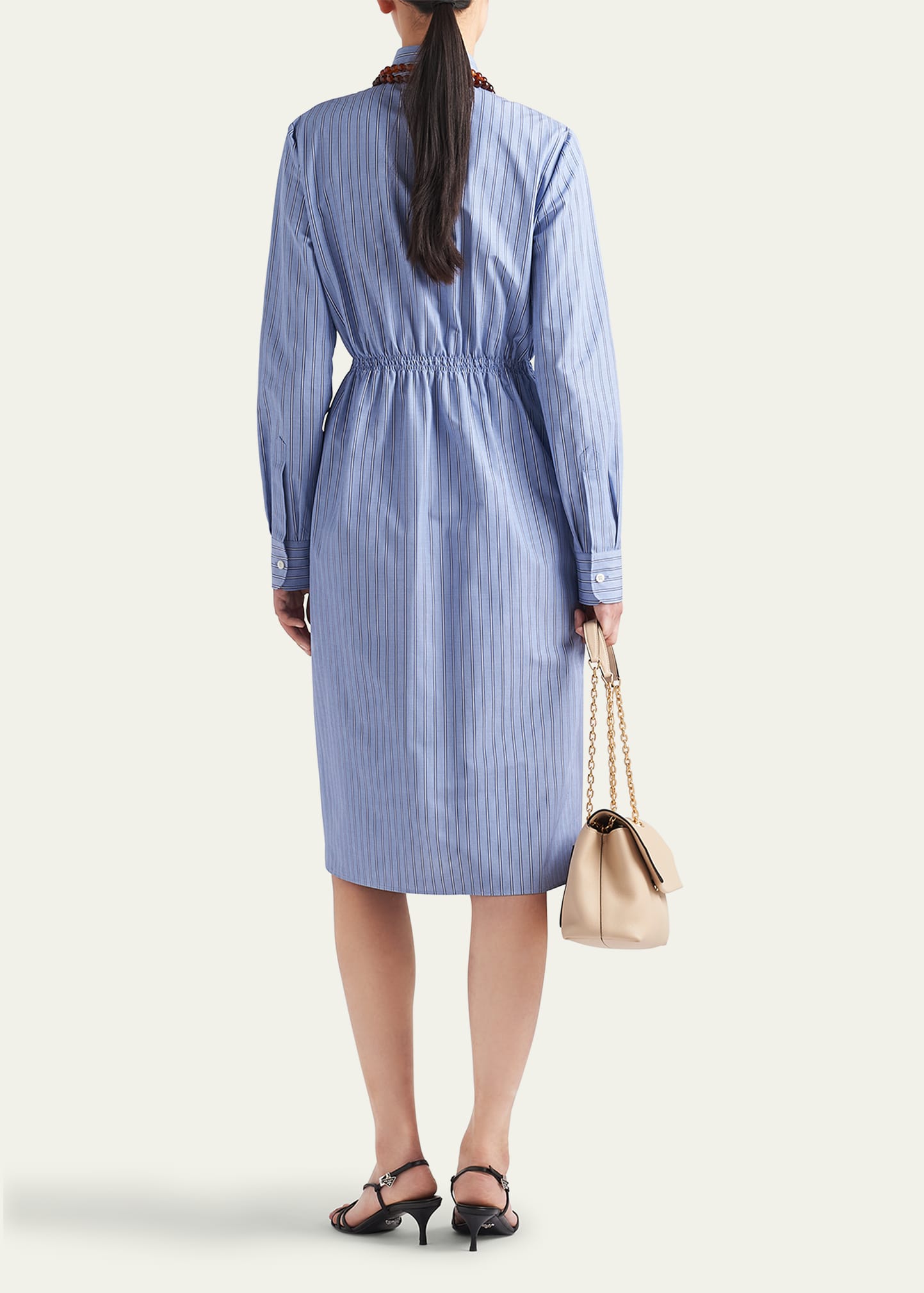 Prada Stripe Chambray Button Down Midi Dress - Bergdorf Goodman