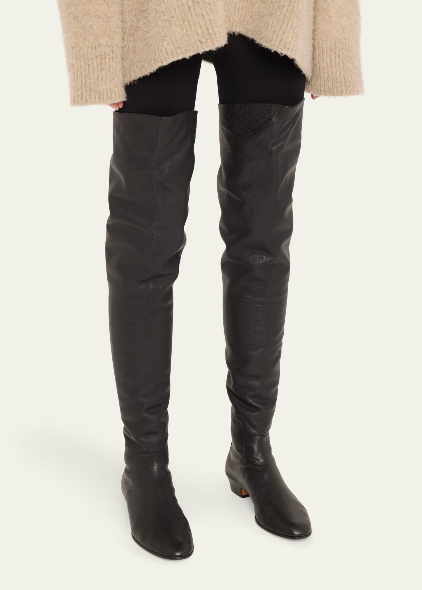 THE ROW Awar Leather Over-The-Knee Boots - Bergdorf Goodman