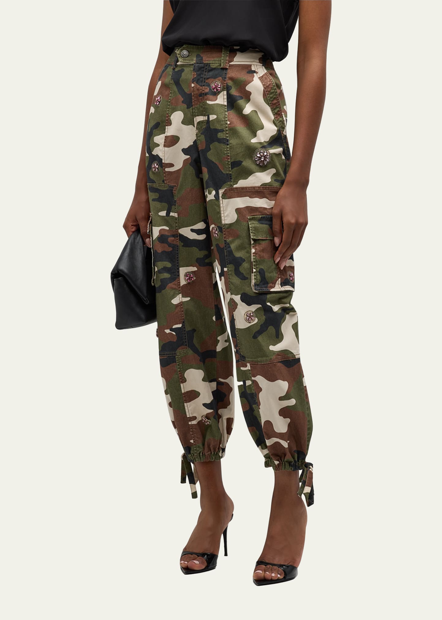 Cinq a Sept Love Camo Zola Embellished Twill Pants - Bergdorf Goodman