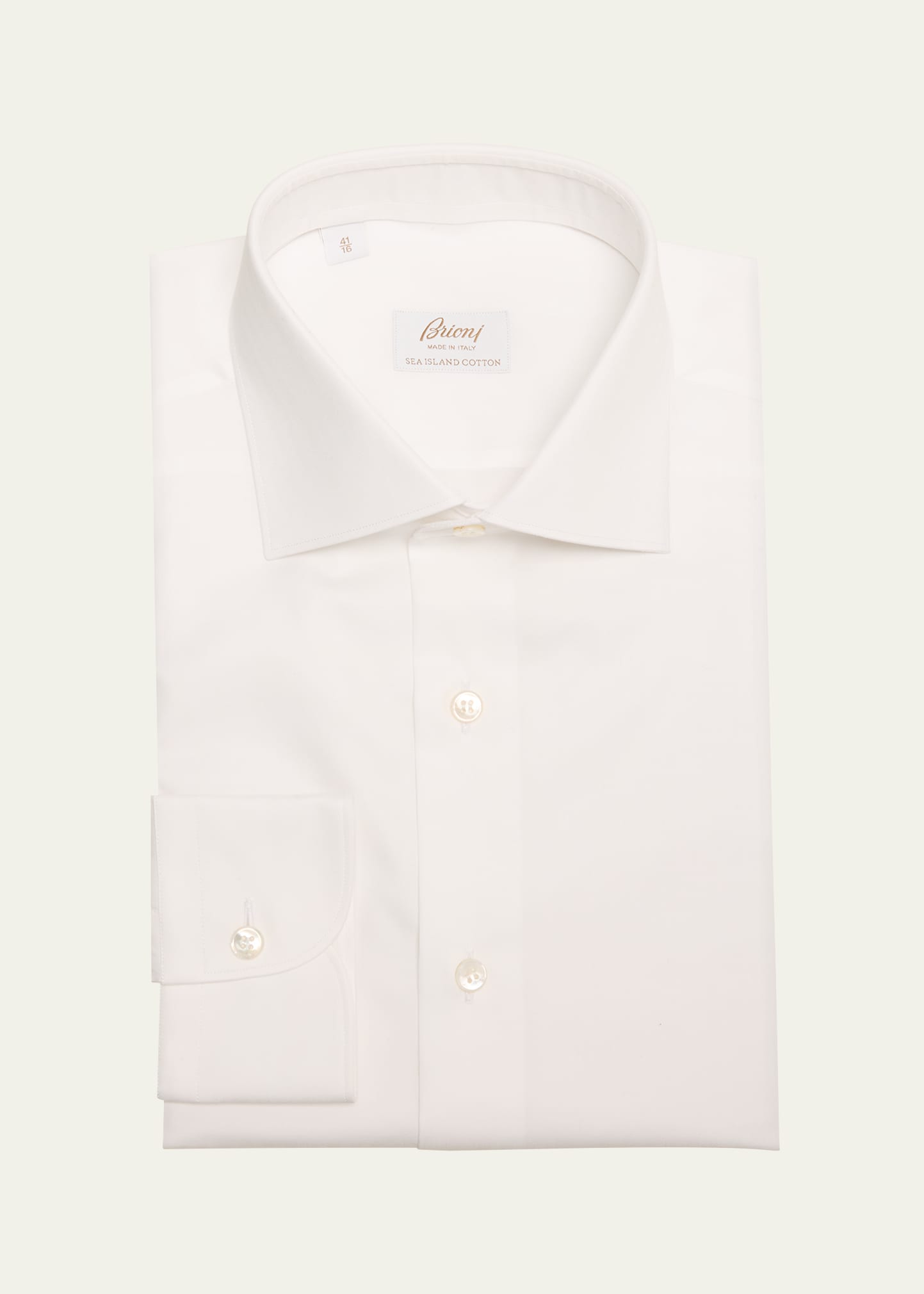 Brioni Men's Sea Island Cotton Herringbone Dress Shirt, Blue, Men's, 44 Eu (17.5 Us), Shirts Tops Formal & Evening Dress Shirts