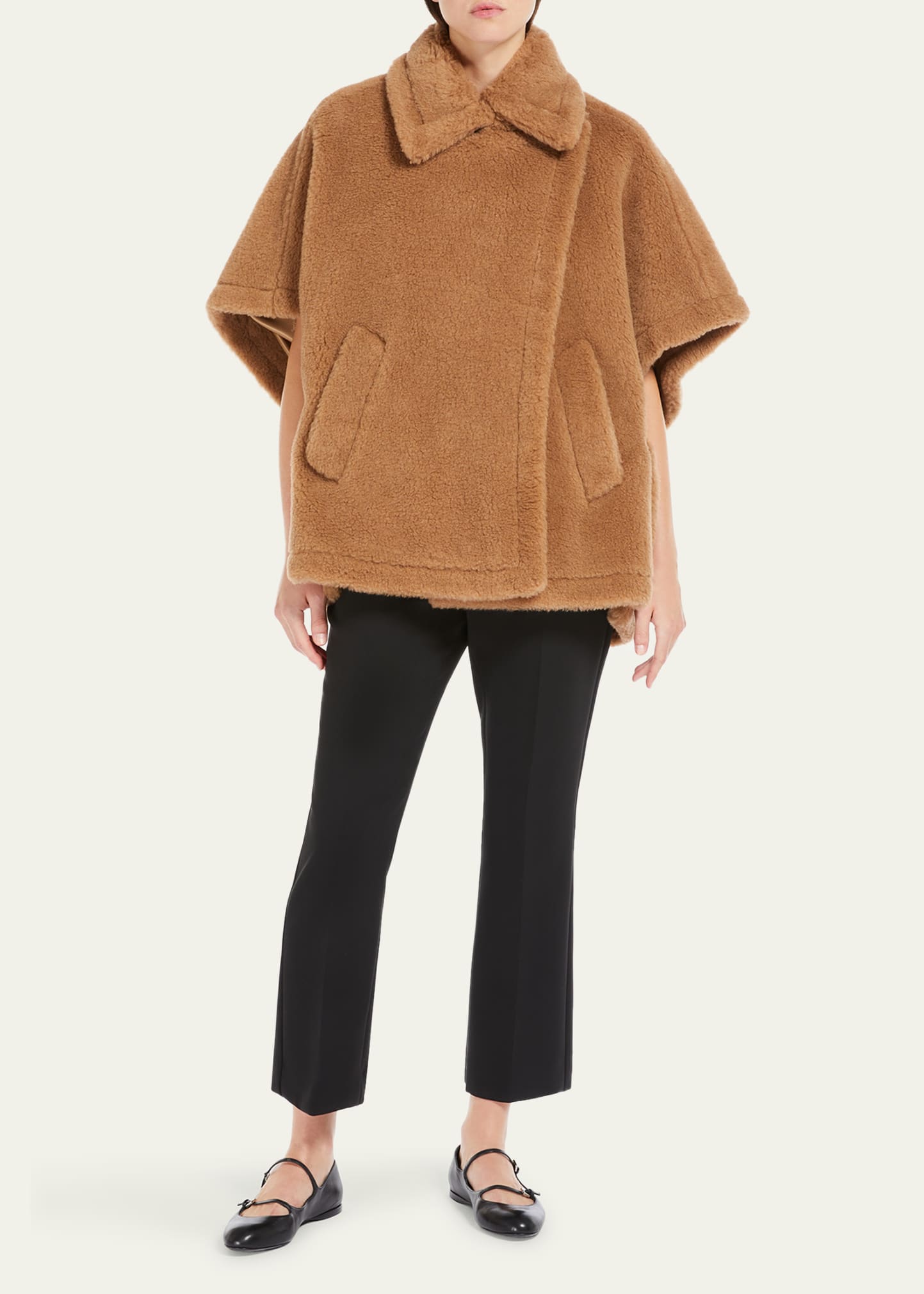 Max Mara Tebe Camel Wool Teddy Cape - Bergdorf Goodman