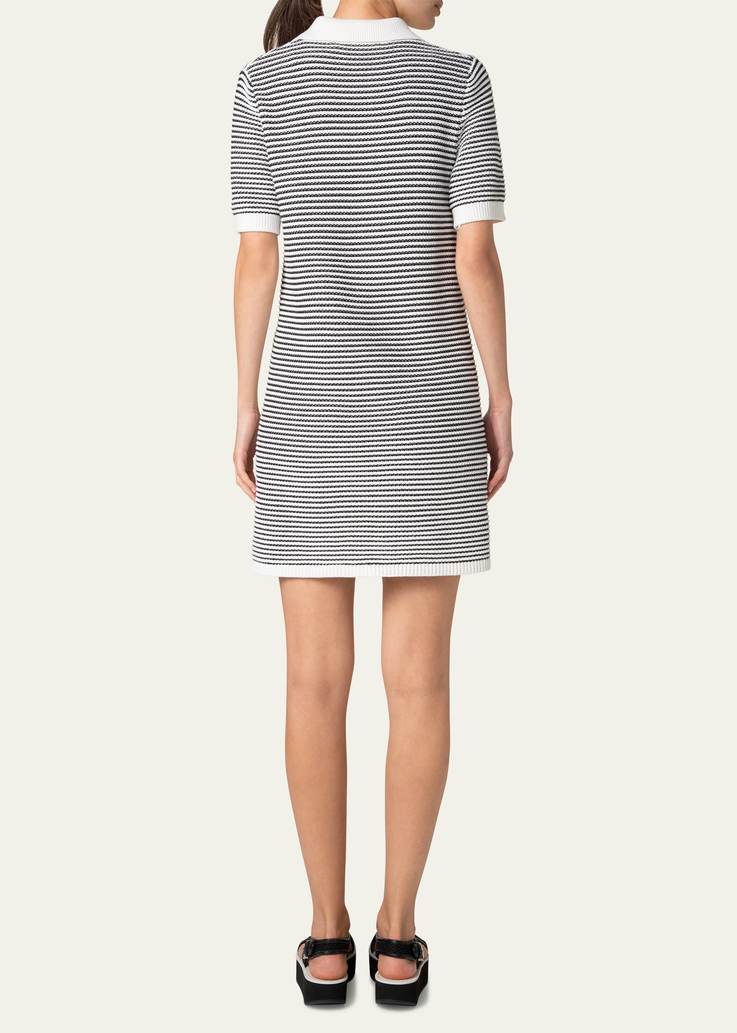 chunky tweed knit mini polo dress
