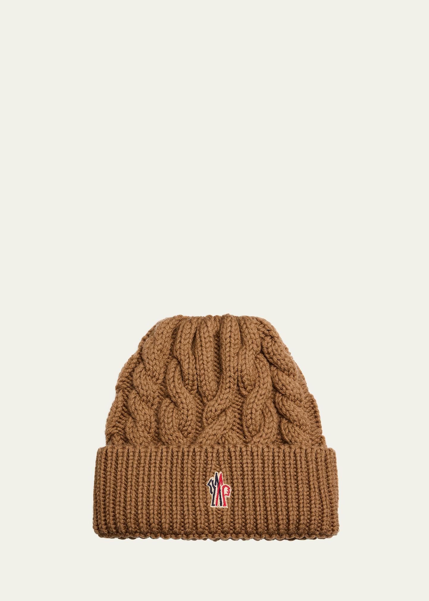 Moncler cable knit beanie MONCLER GRENOBLE Appliqued padded ribbed wool beanie | NET-A  main image 2
