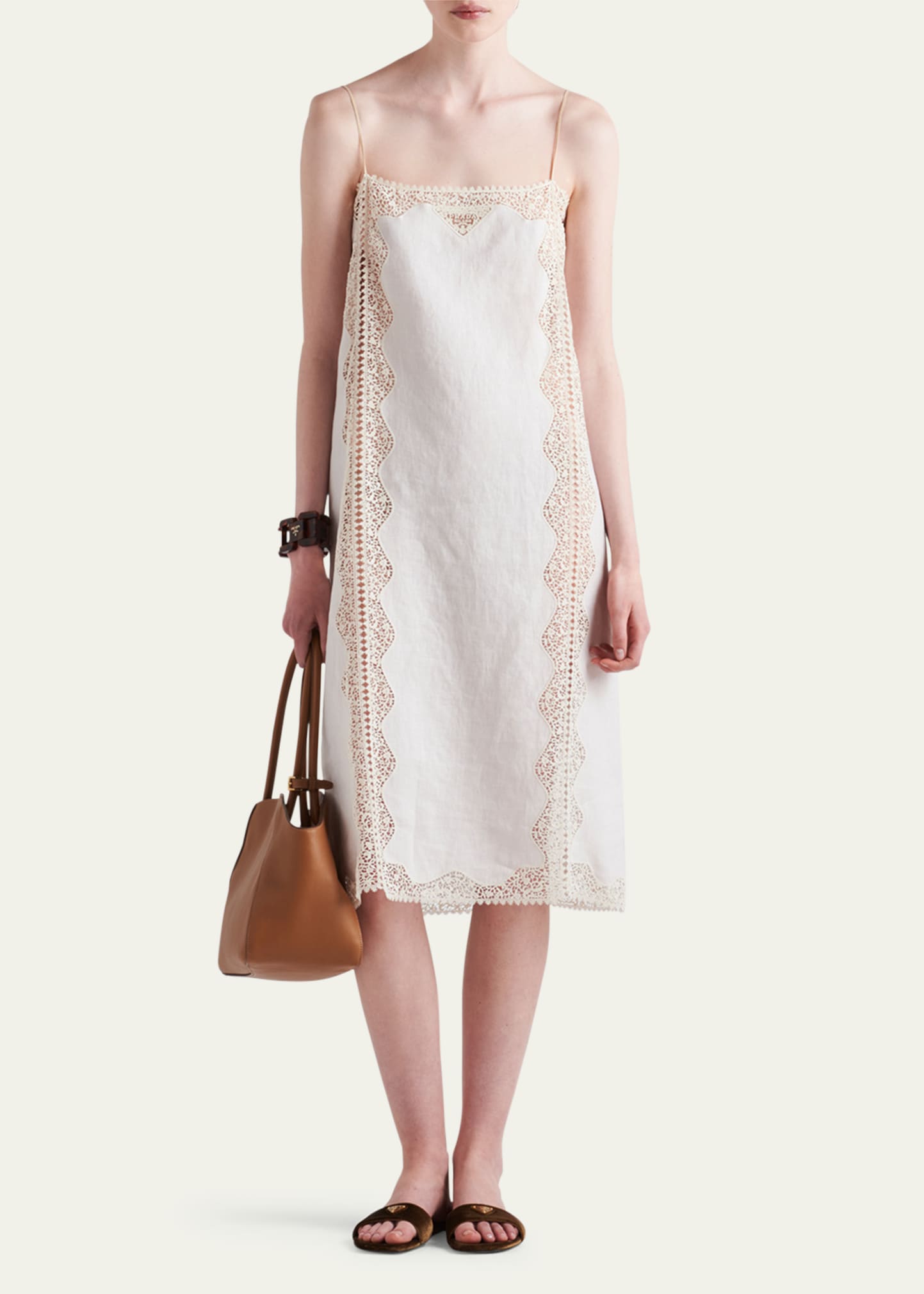 ワンピース PRADA ACETATE MIDI DRESS Prada Button-Strap Crepe Midi Dress - Bergdorf Goodman