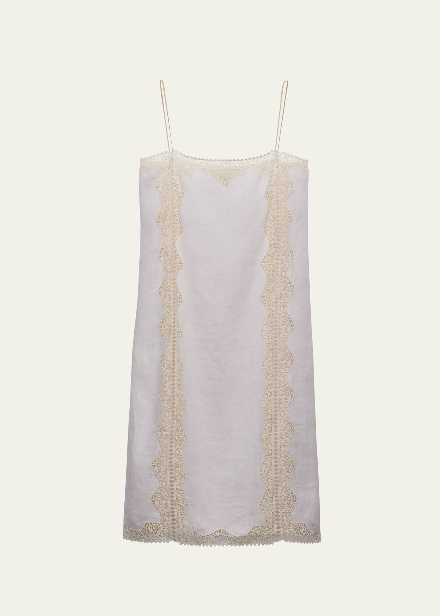 Prada Linen Midi Dress with Lace Embroidery - Bergdorf Goodman