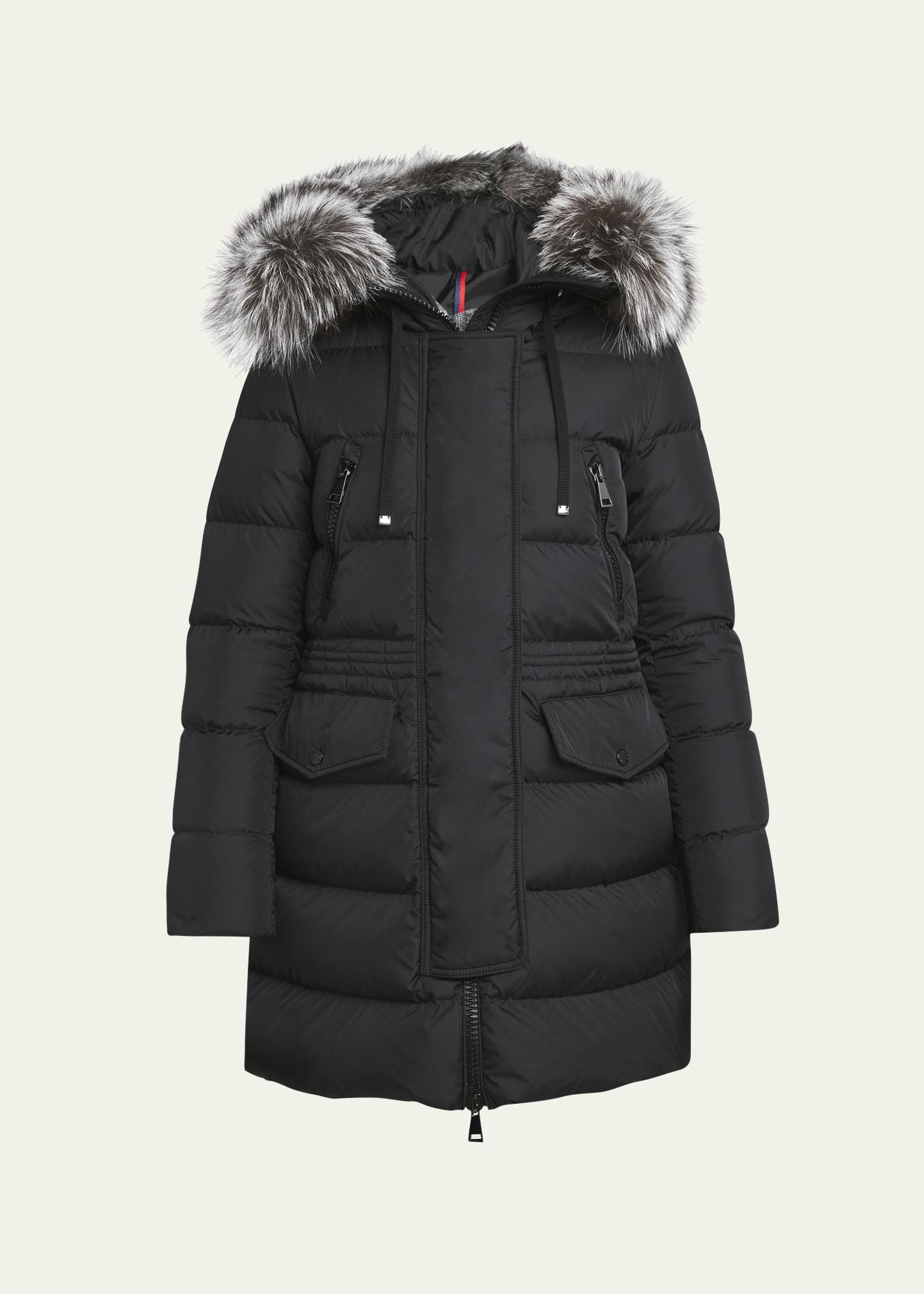 Moncler Aphroti Mid-Length Puffer Jacket with Shearling Hood Moncler Aphroti Mid-Length Puffer Jacket with Shearling Hood