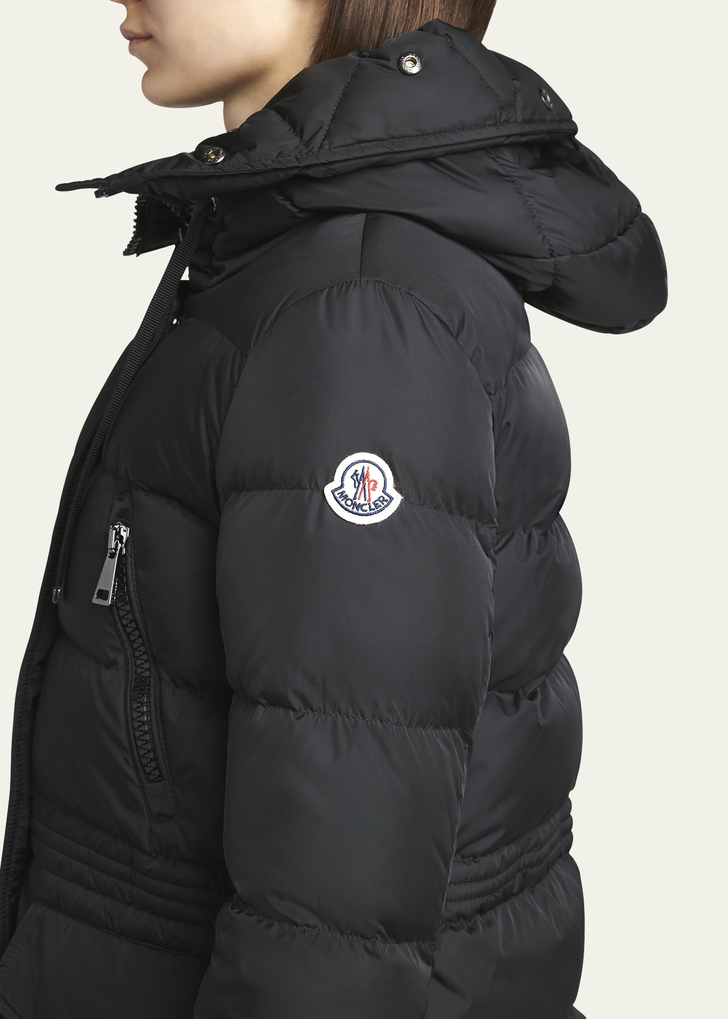 やっち　モンクレール　aphrotiti ブラック　1 moncler Black Aphroti Hooded Shearling-Trimmed Long Down Jacket