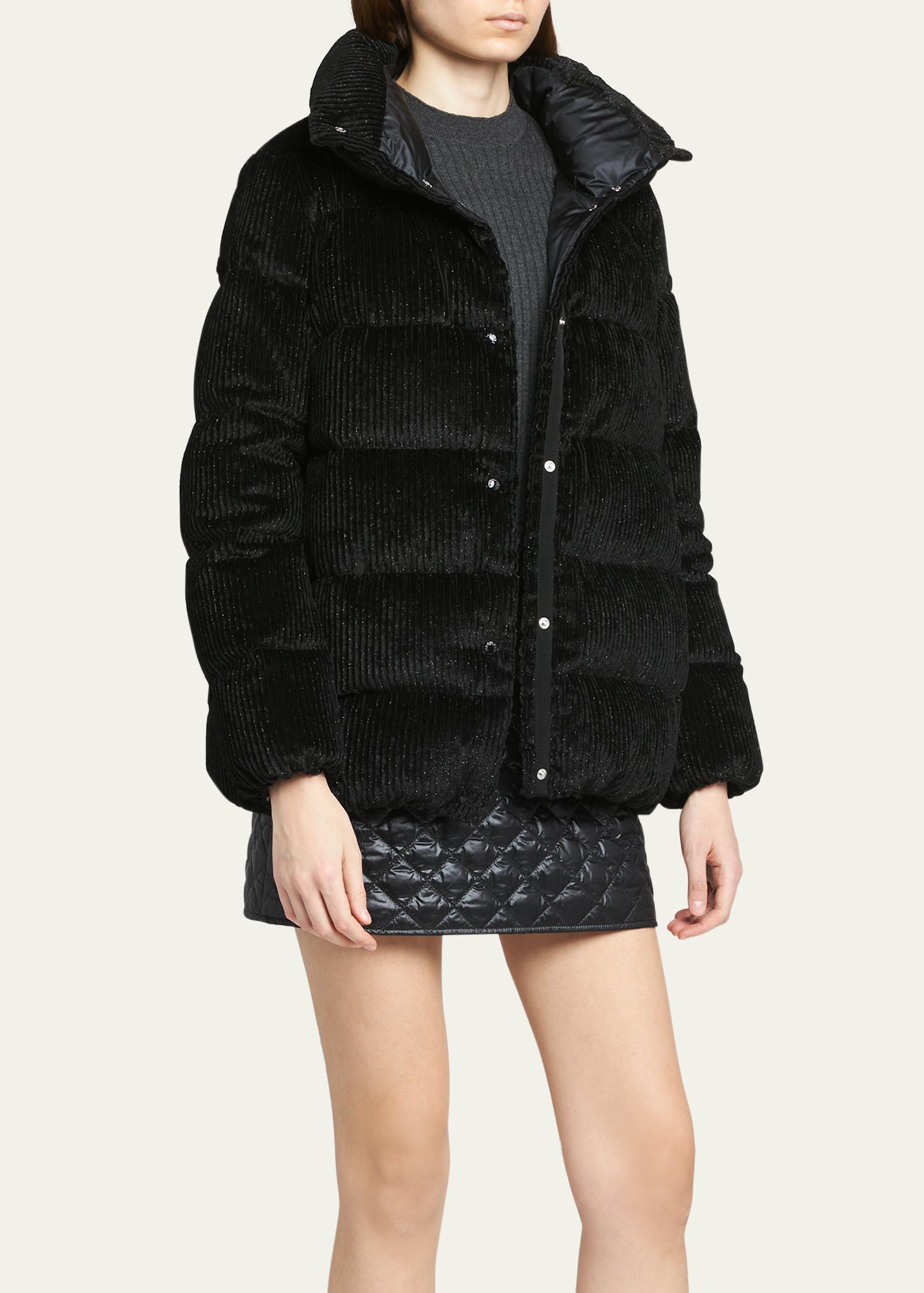 Moncler Cochevisse Metallic Velvet Corduroy Puffer Jacket 