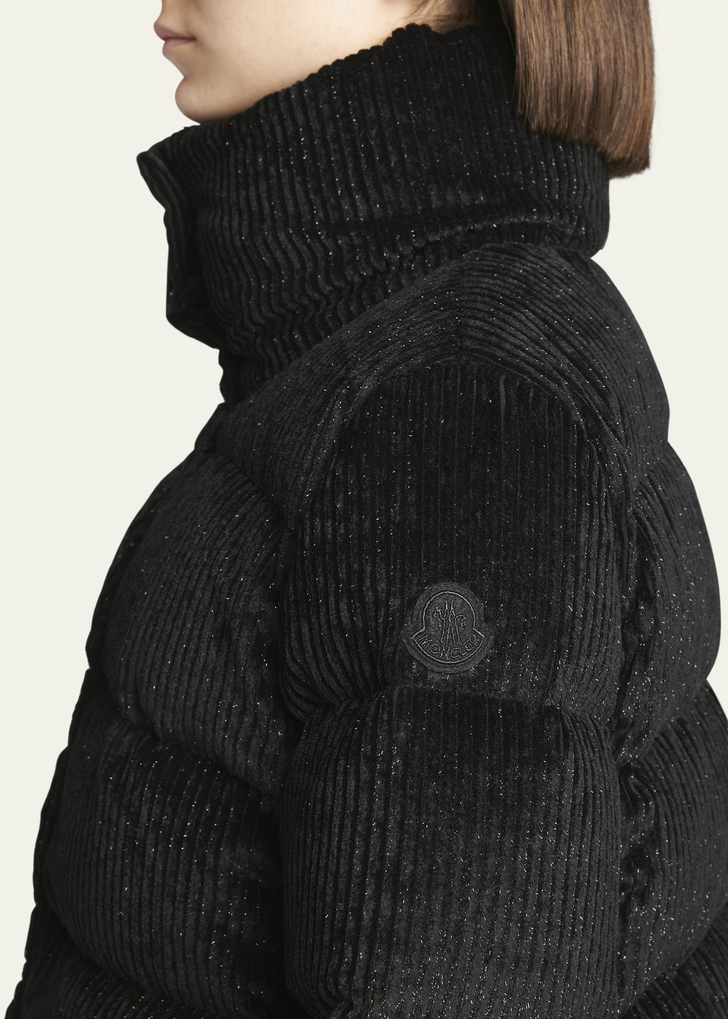 Moncler Cochevisse Metallic Velvet Corduroy Puffer Jacket