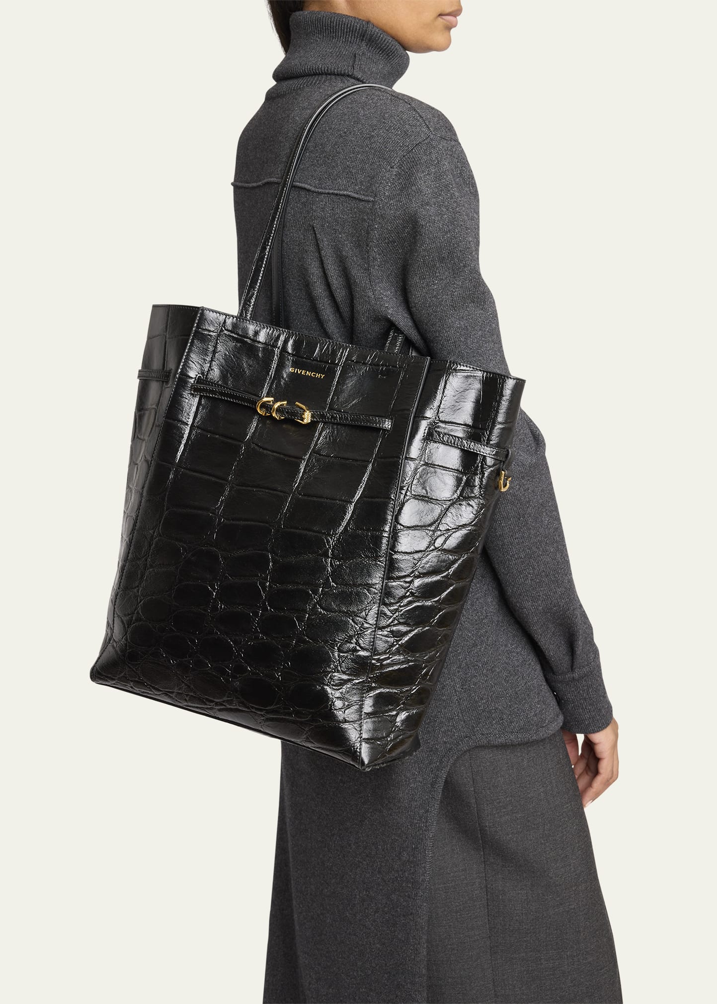 Givenchy Voyou Medium Tote Bag in Embossed Leather