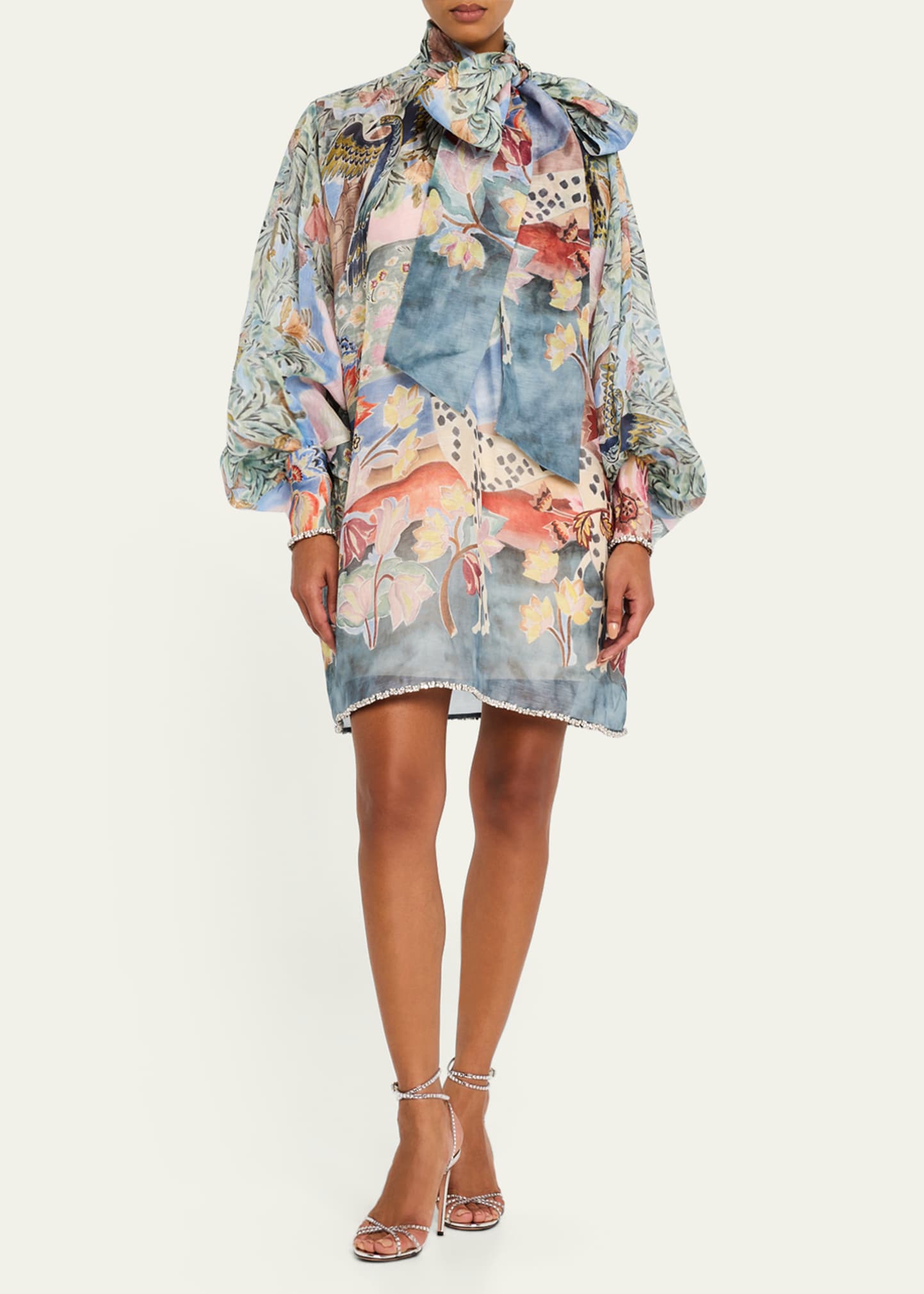 【Zimmermann】Illustration Billow linen and silk minidress Zimmermann ILLUSTRATION BILLOW MINI DRESS | REVERSIBLE
