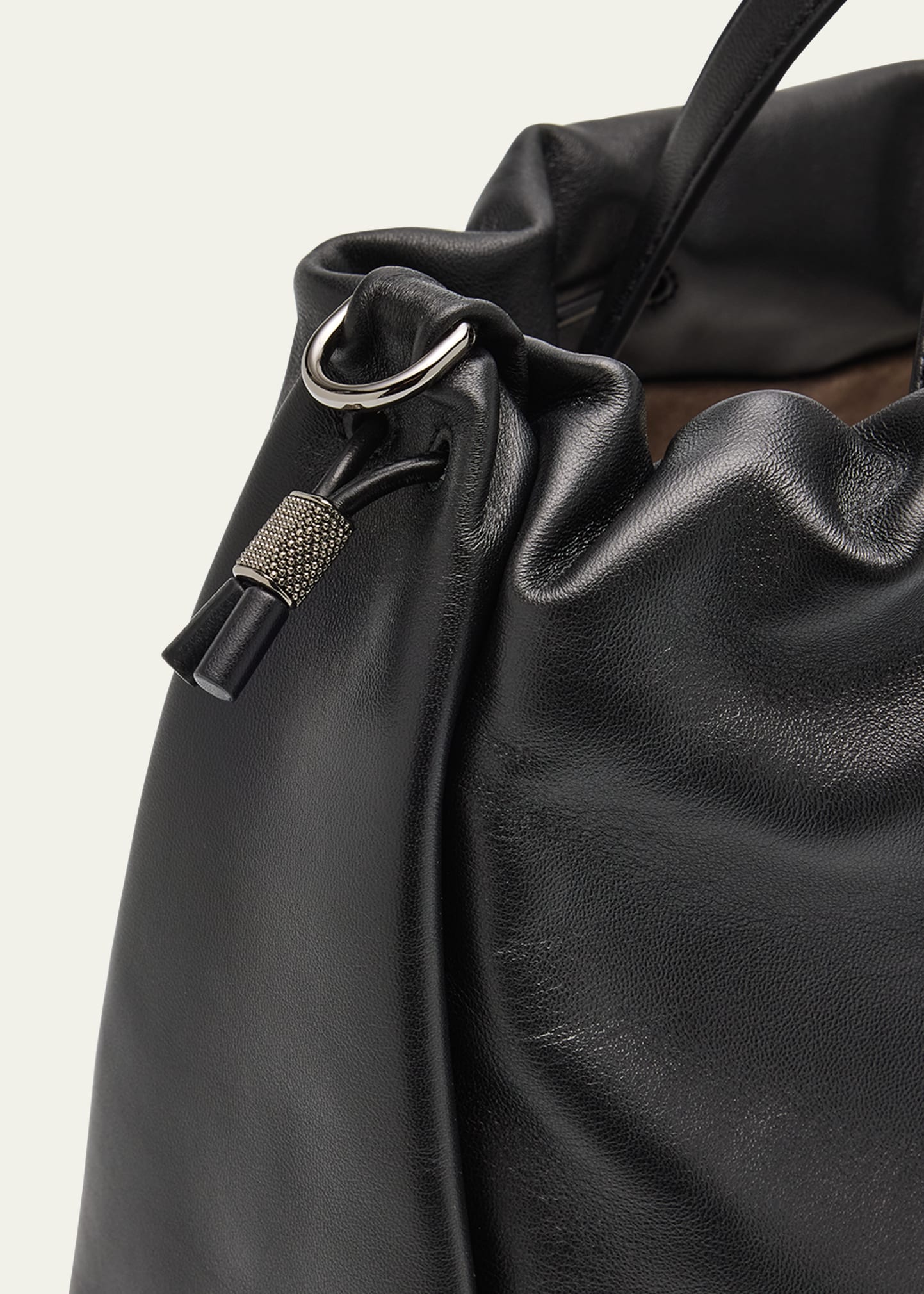 Brunello Cucinelli Large Puffy Leather Top-Handle Bag