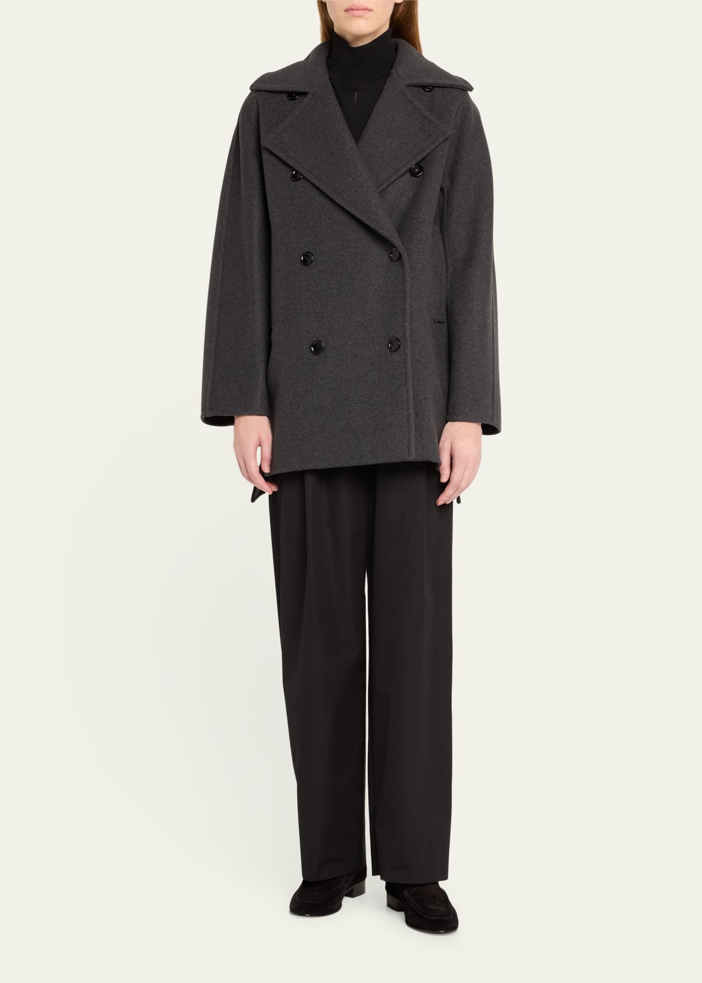 Max Mara Asturie Tiered-Ruffle Double-Breasted Coat