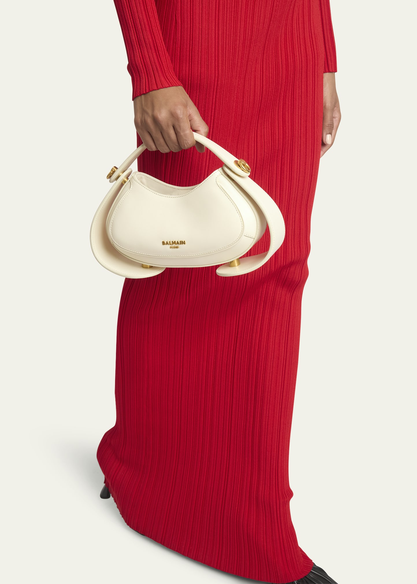 Balmain Jolie Madame Small Top-Handle Bag in Box Leather